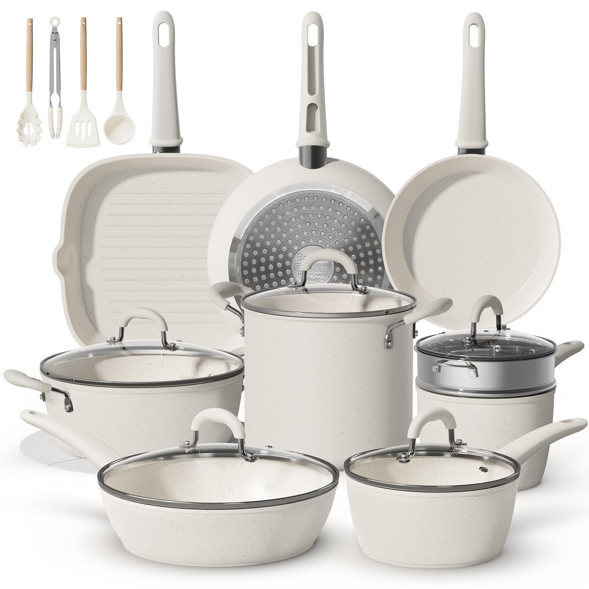 24 Piece Nonstick Ceramic Pots and Pans Set