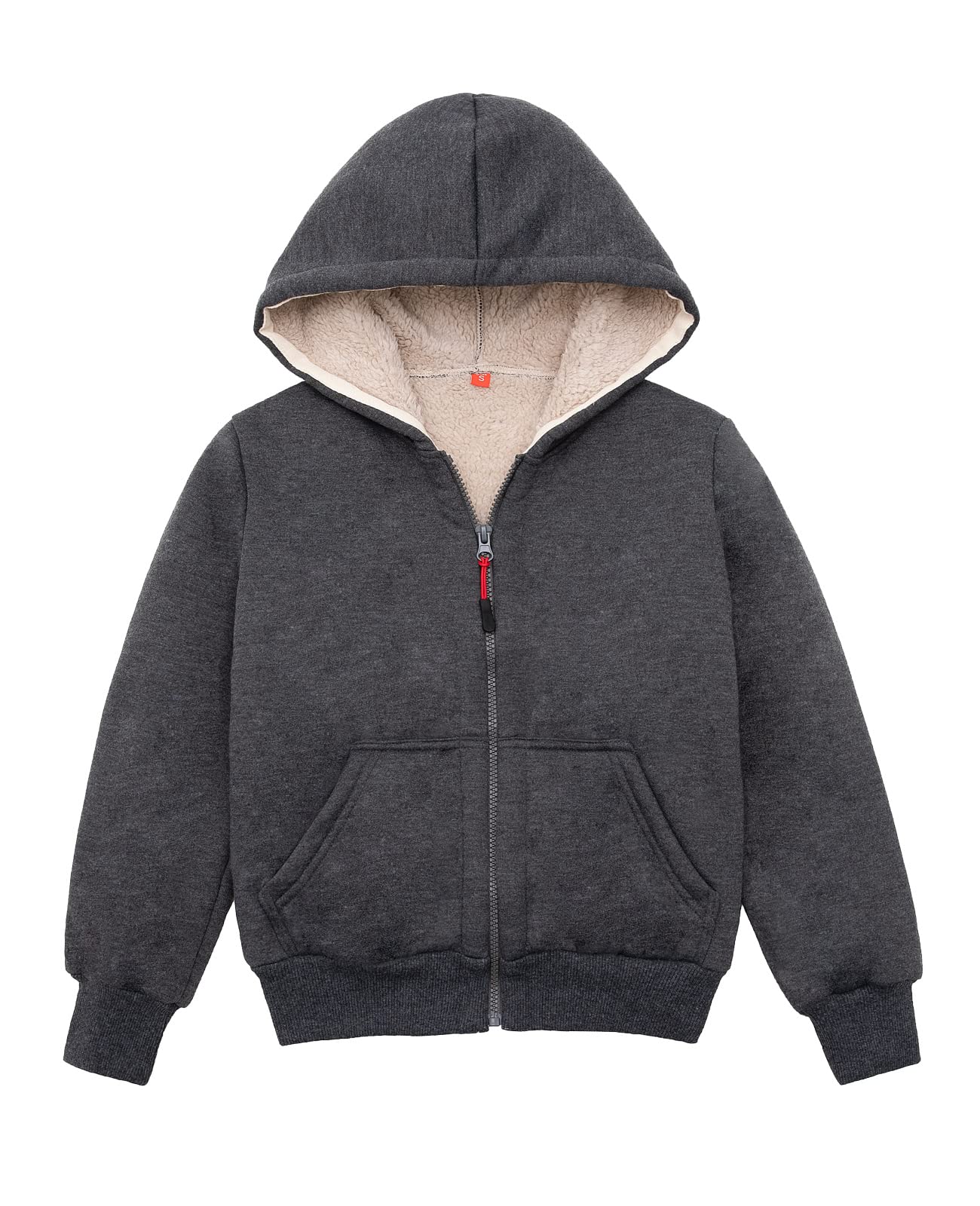 Kids Sherpa Lined Zip Up Hoodie Sweatshirt