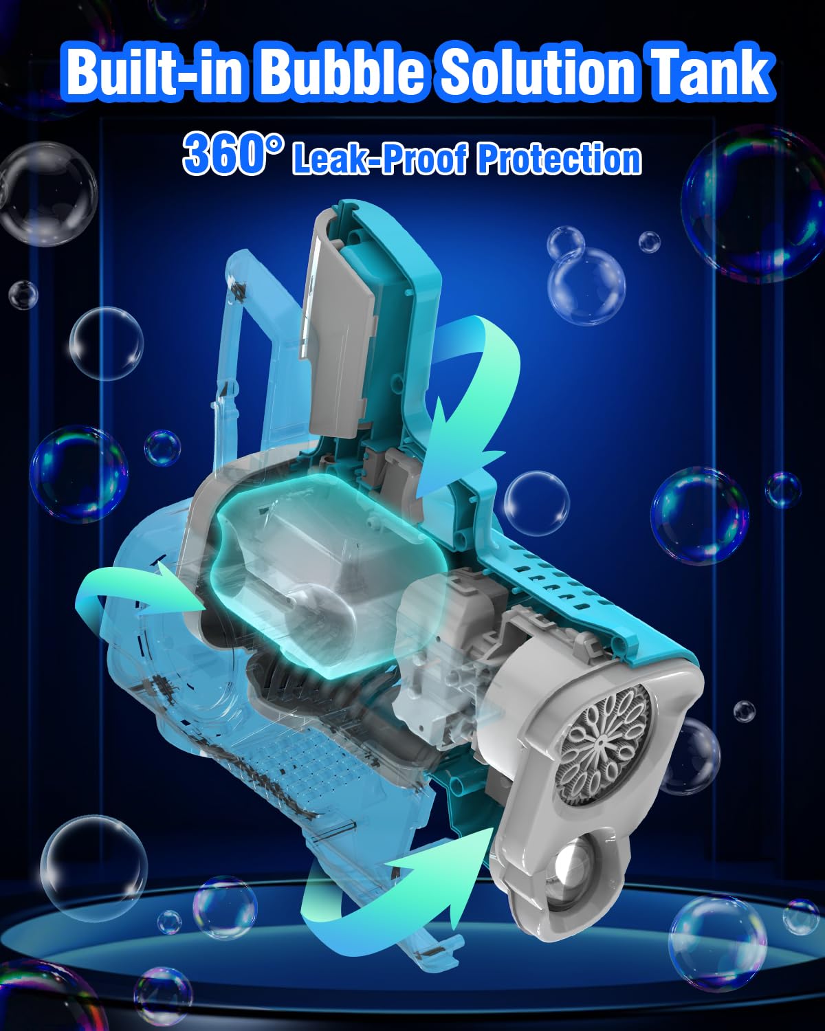 Joyfuture Bubble Gun - Automatic Bubble Machine for Kids - 12 Holes Bubble Gun Blaster with 7 Colors LED Light - Bubble Maker Include Bubble Solution & Batteries - Boys Toys for Birthday, Parties