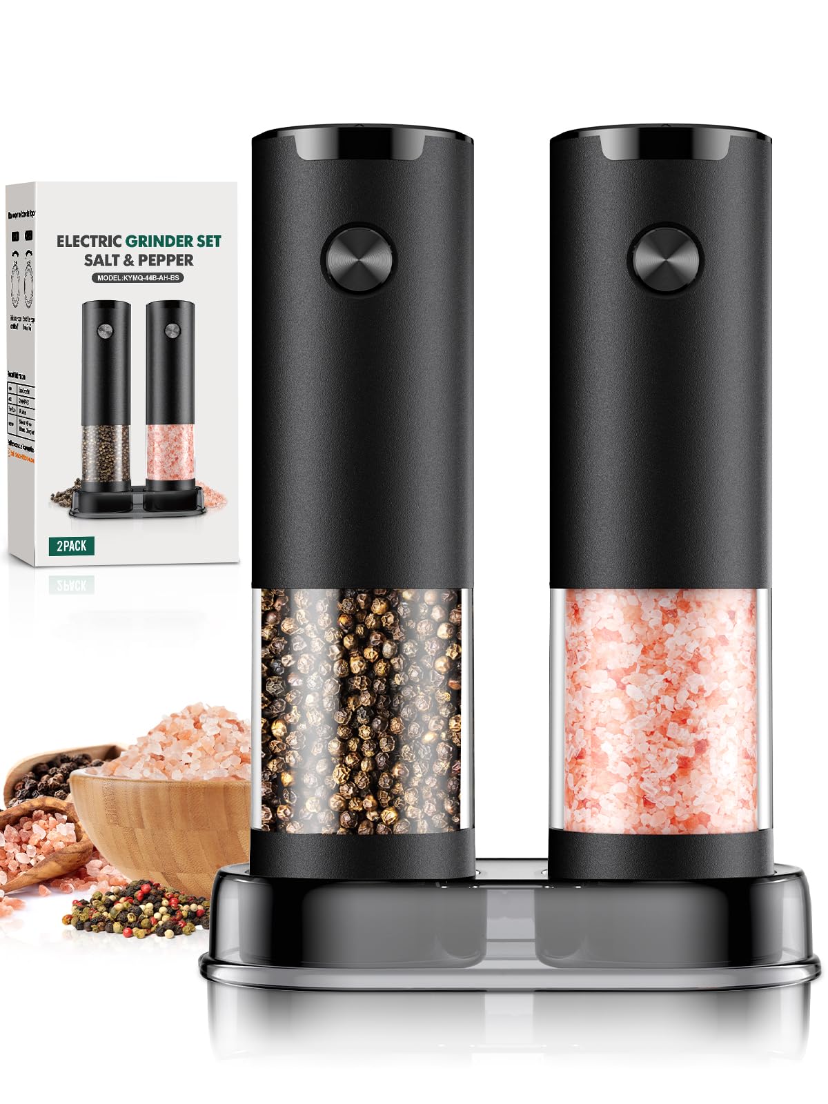 2 Pack Electric Salt and Pepper Grinder Set