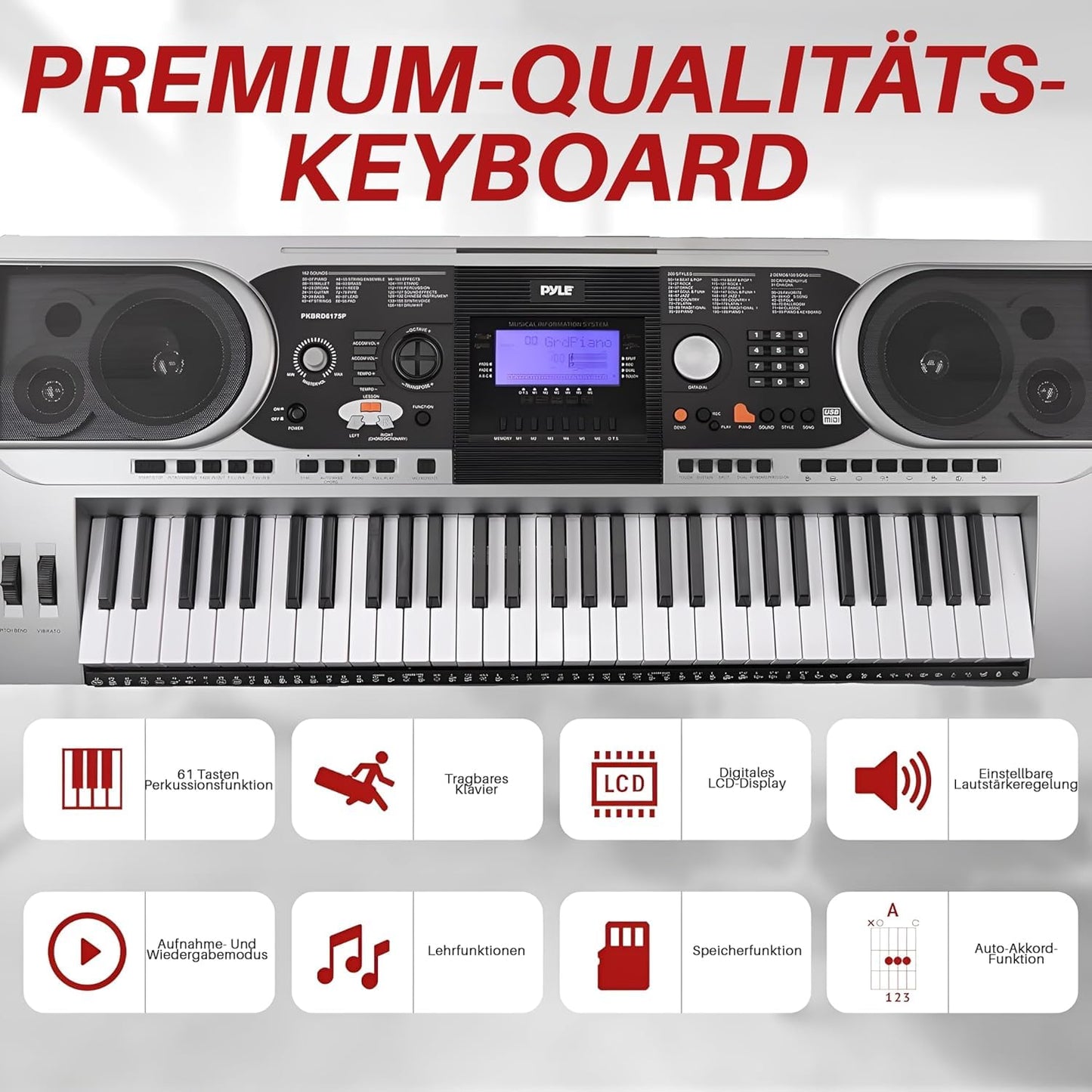 61-Key Portable Electronic Piano with Case and Stand