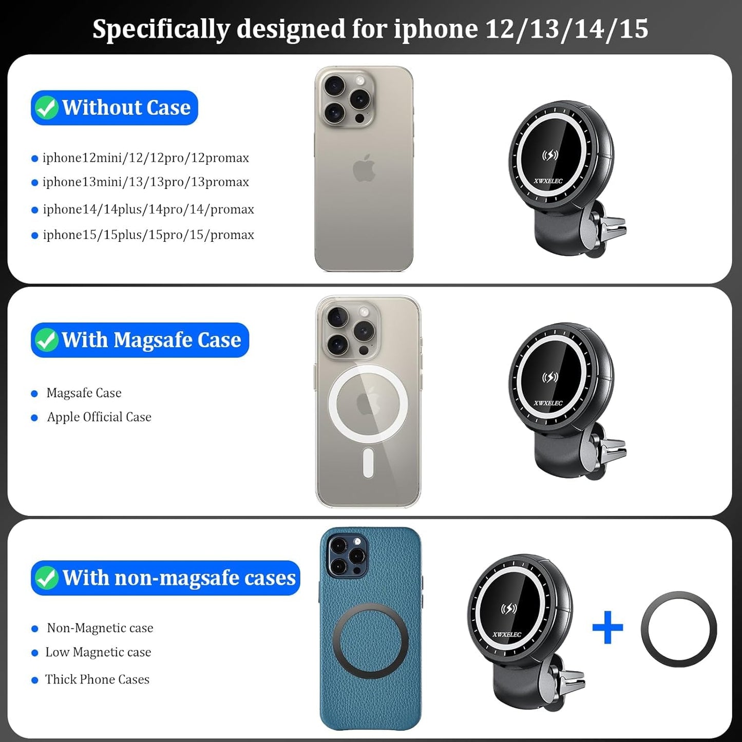 Magnetic Wireless Charger Car Mount Holder