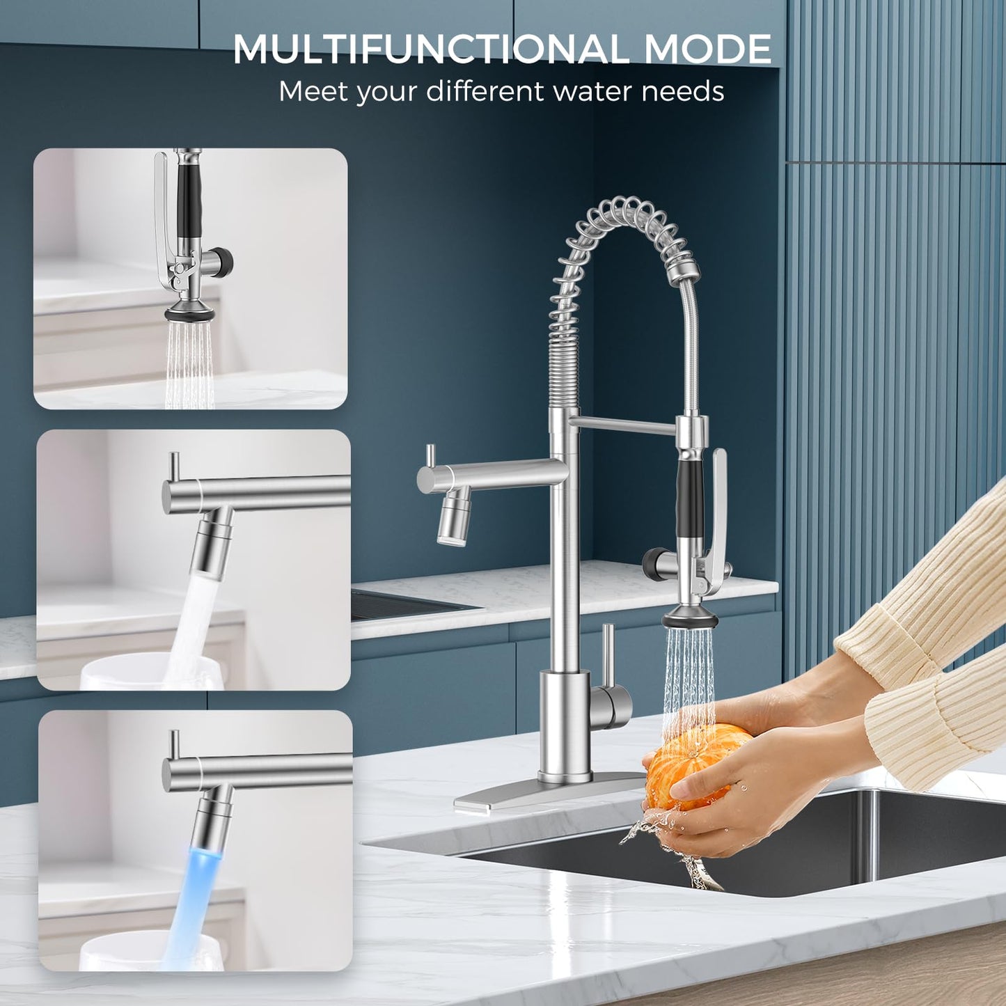 FORIOUS Pull Down Kitchen Faucet with Sprayer