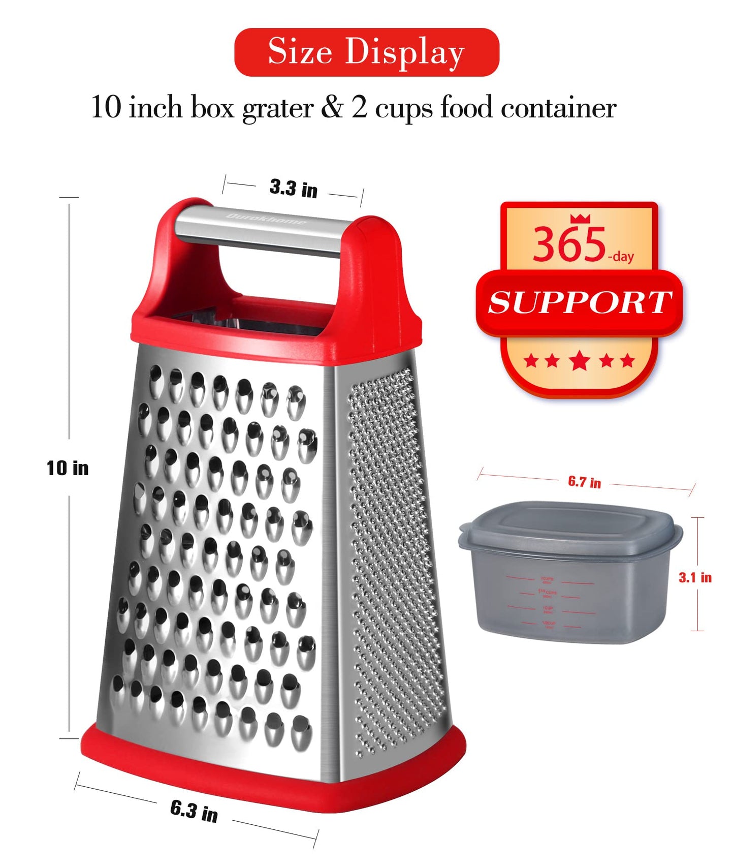 Ourokhome Stainless Steel Box Grater with Container