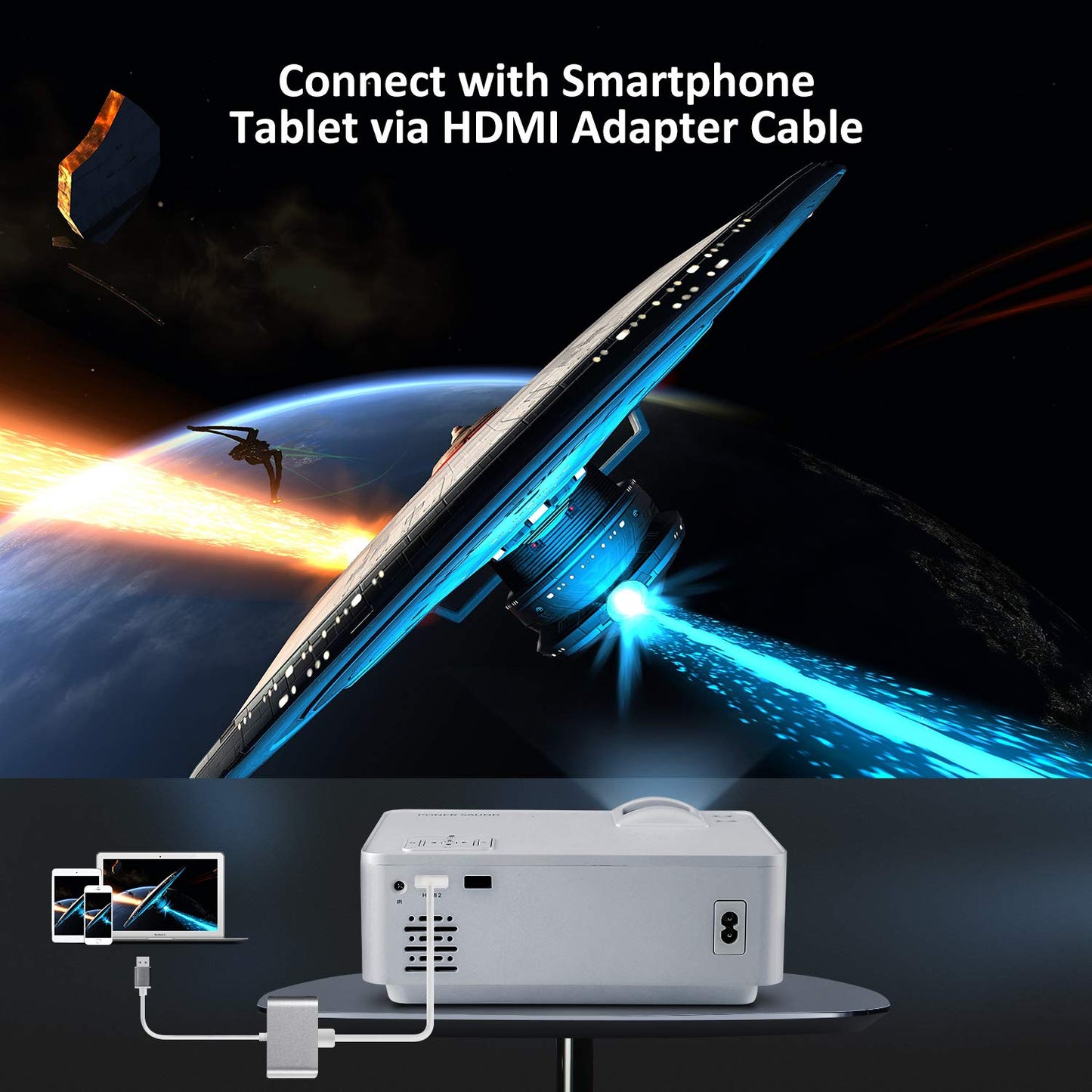 PONER SAUND 1080P Mini Home Theater Projector