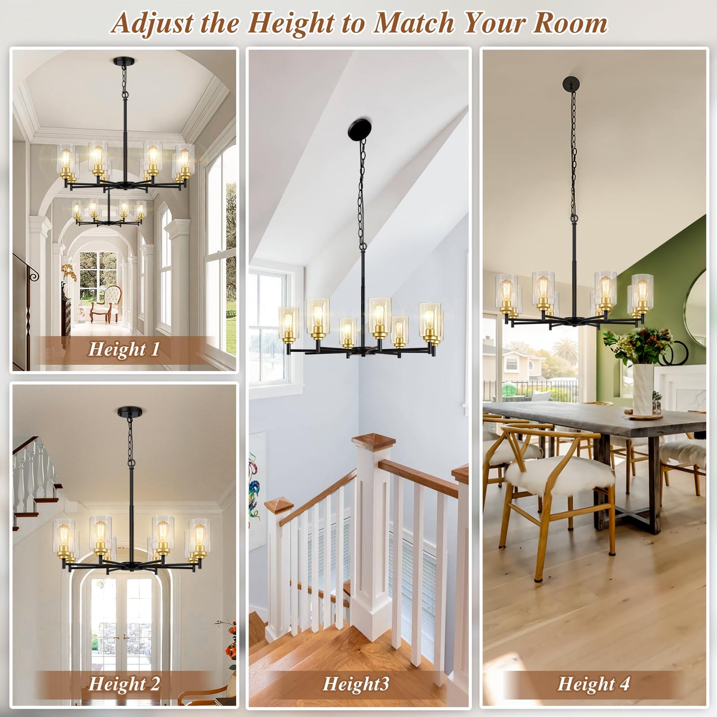 Sucolite 8-Light Modern Farmhouse Chandelier