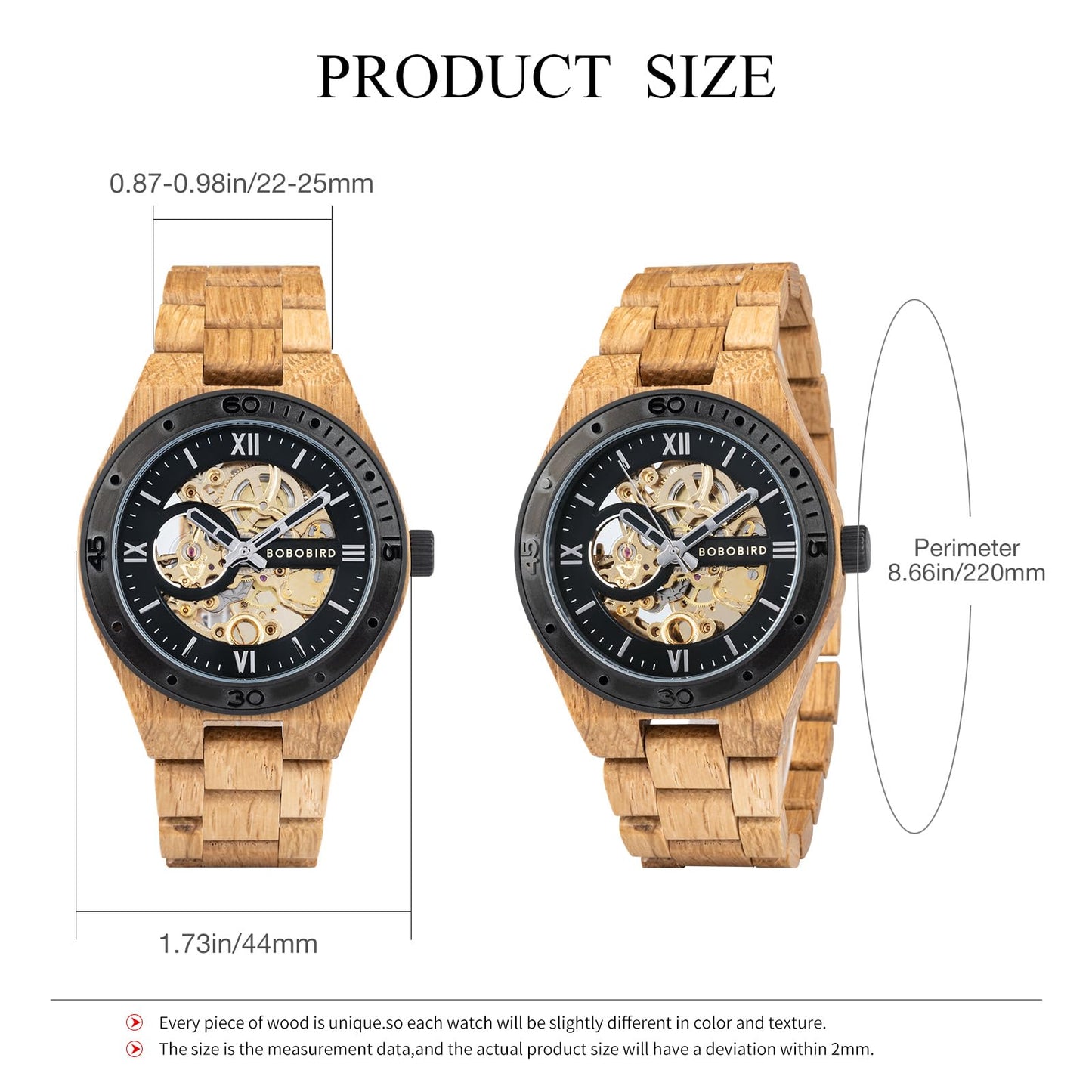 BOBO BIRD Men's Luxury Wooden Skeleton Watch