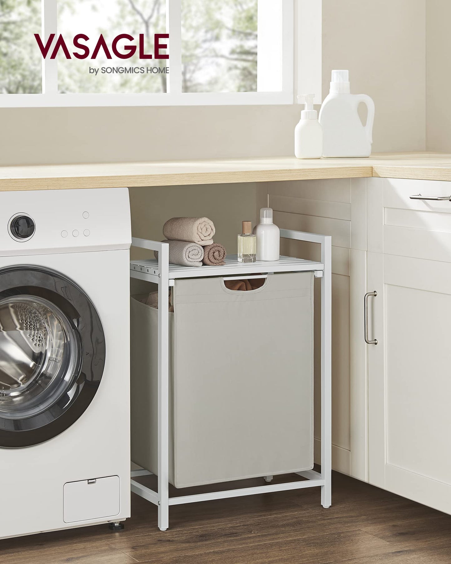 VASAGLE Laundry Hamper with Removable Bag & Shelf