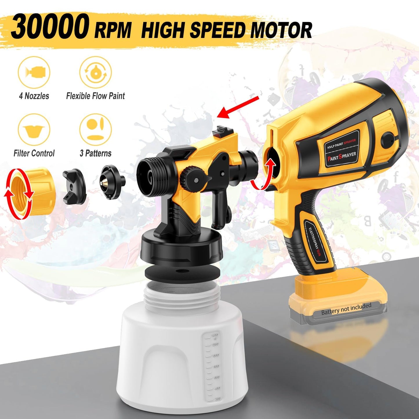 Cordless Paint Sprayer for Dewalt 20V Battery