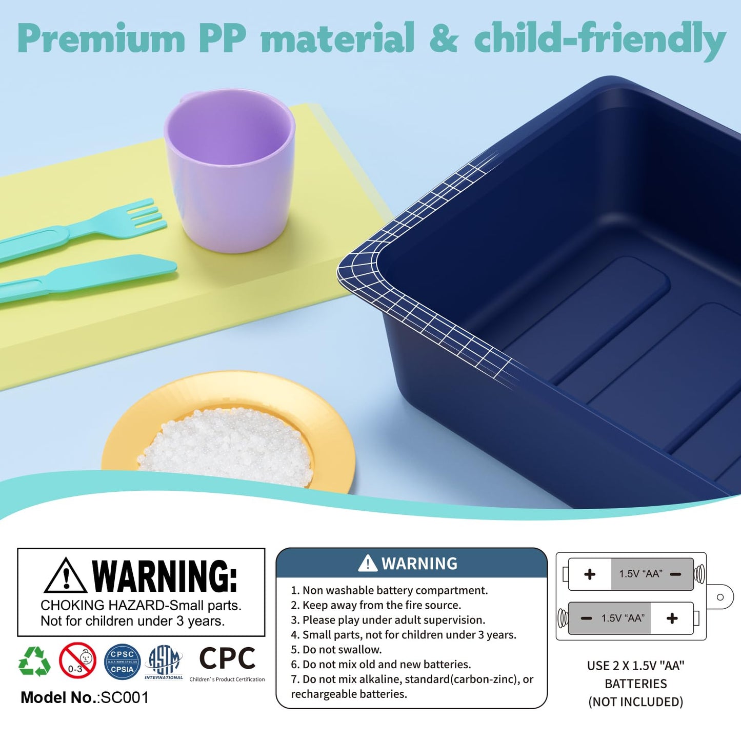 FunMission Play Kitchen Sink Toys, Children Electric Dishwasher Play Sink with Running Water, Play Kitchen Accessories, Upgraded Real Faucet for Water Play, Role Play House for Toddlers 3+
