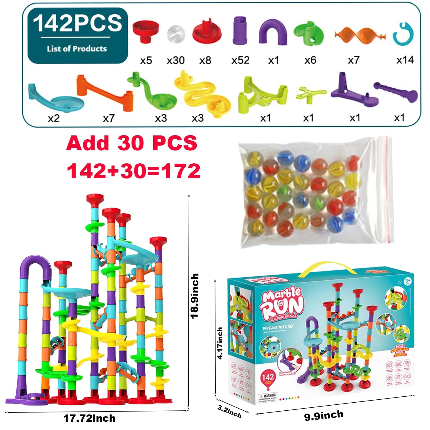 RockSwan 172-Piece Marble Run STEM Toy Set