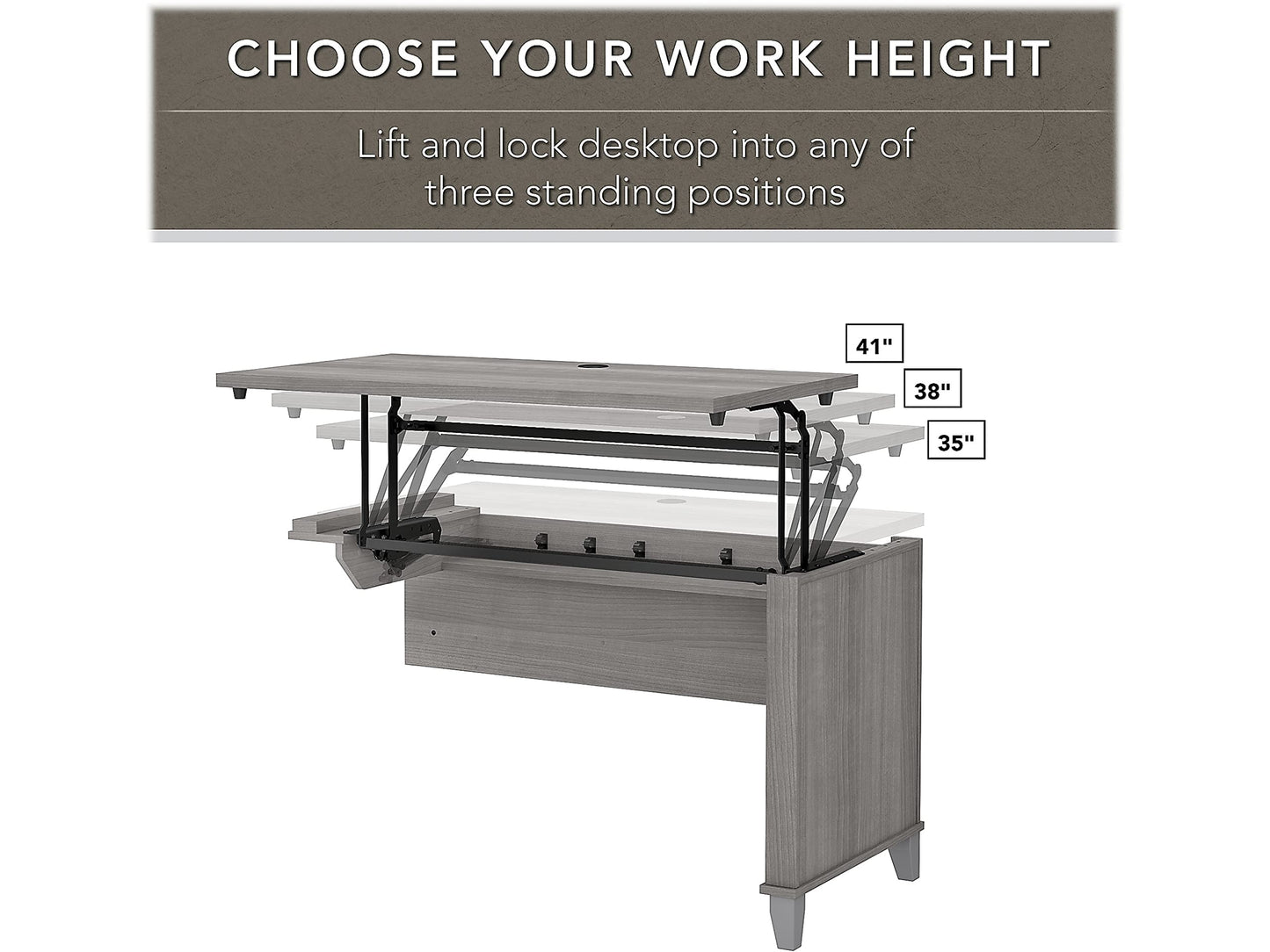 Bush Furniture Sit Stand L Shaped Desk with Hutch