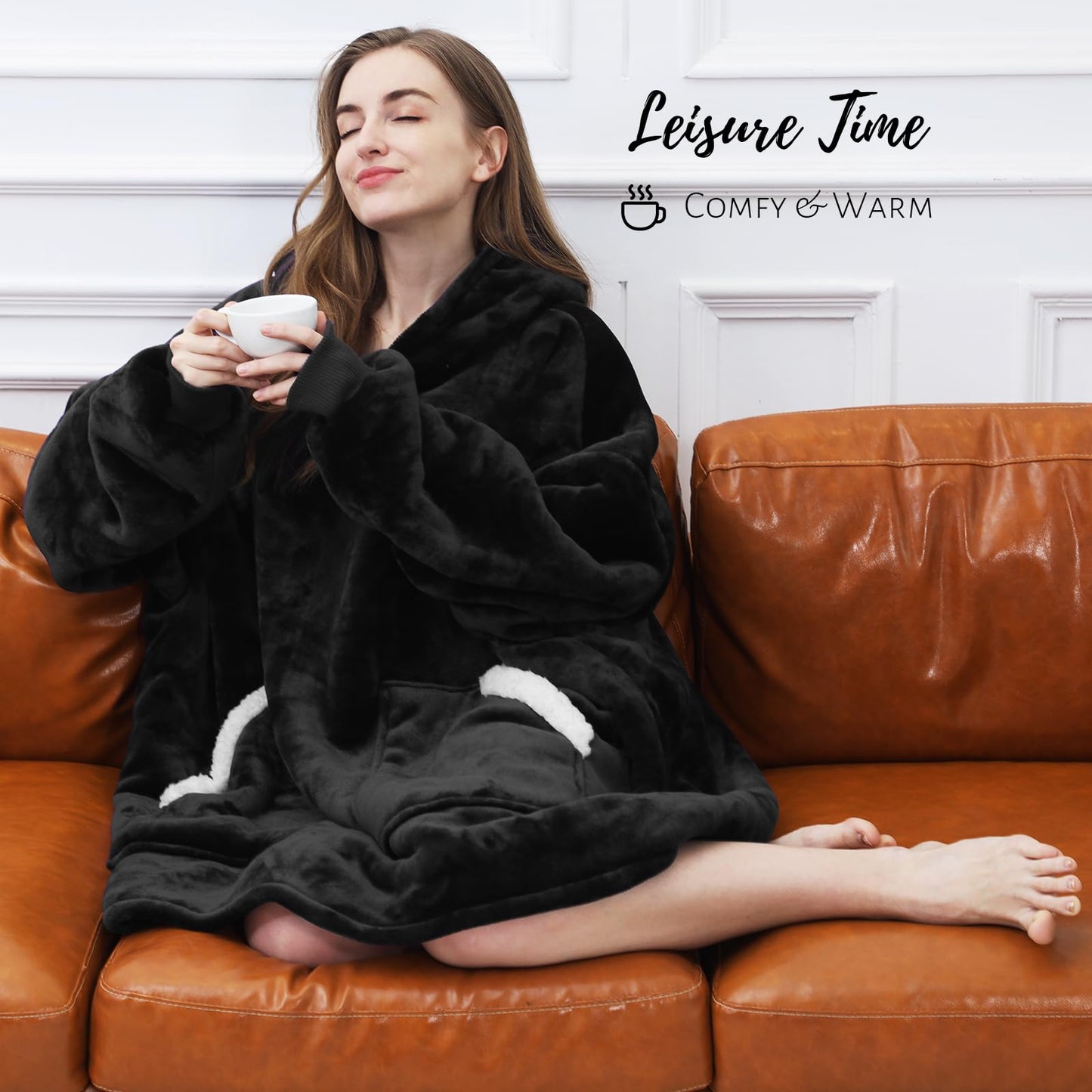 Cozy Sherpa Wearable Blanket Hoodie for Adults