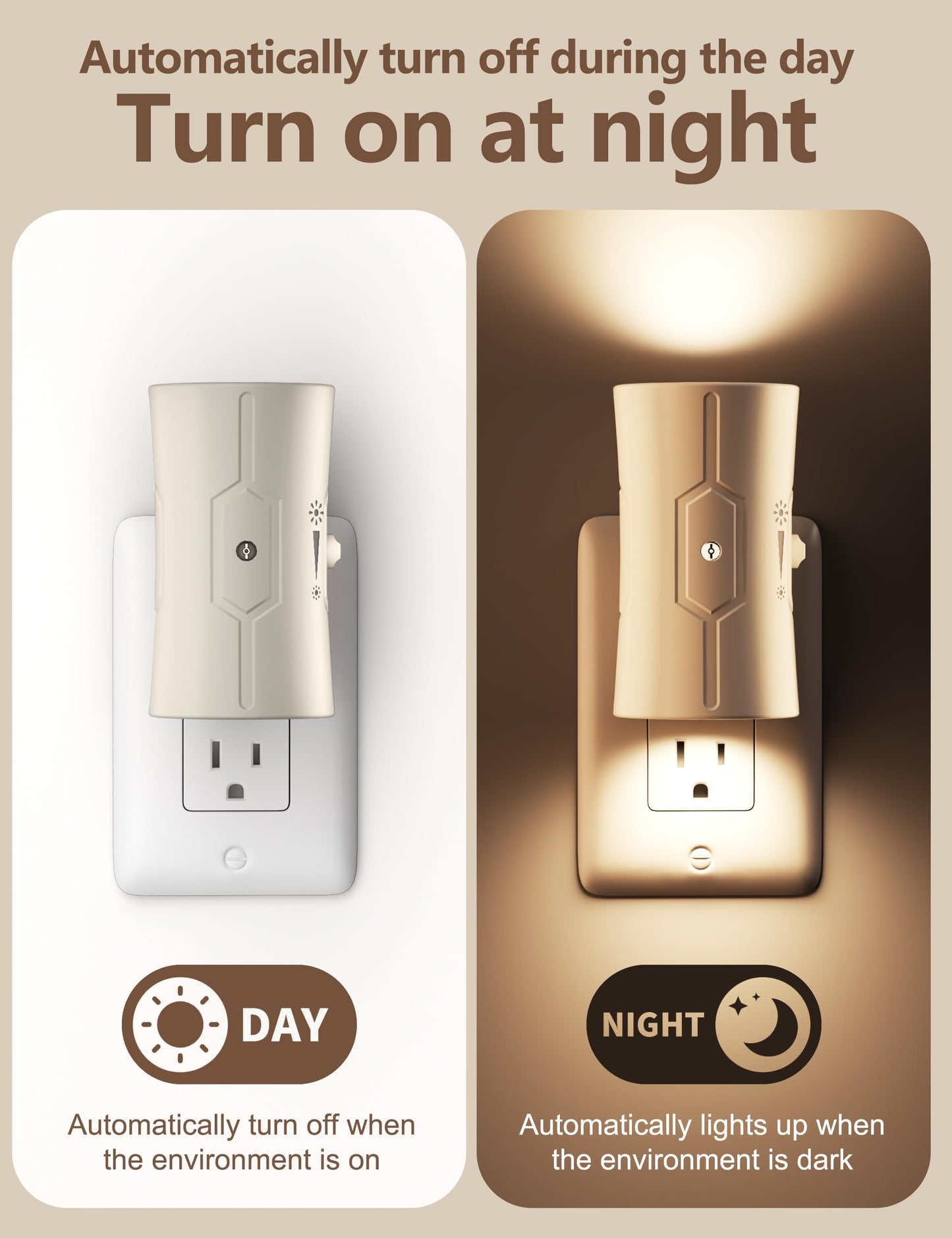 2 Pack LED Night Lights with Adjustable Brightness