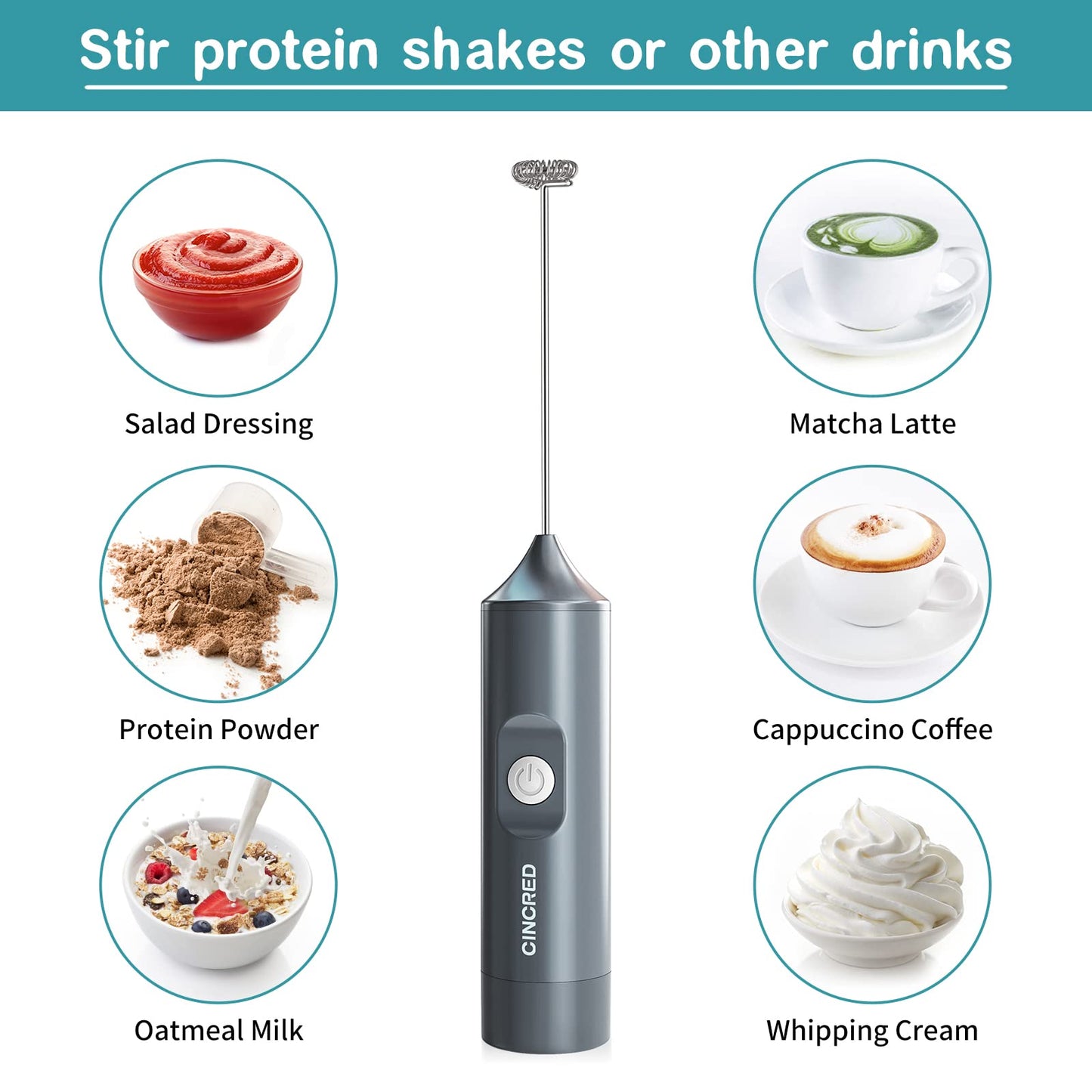 Cincred Electric Milk Frother for Coffee Drinks