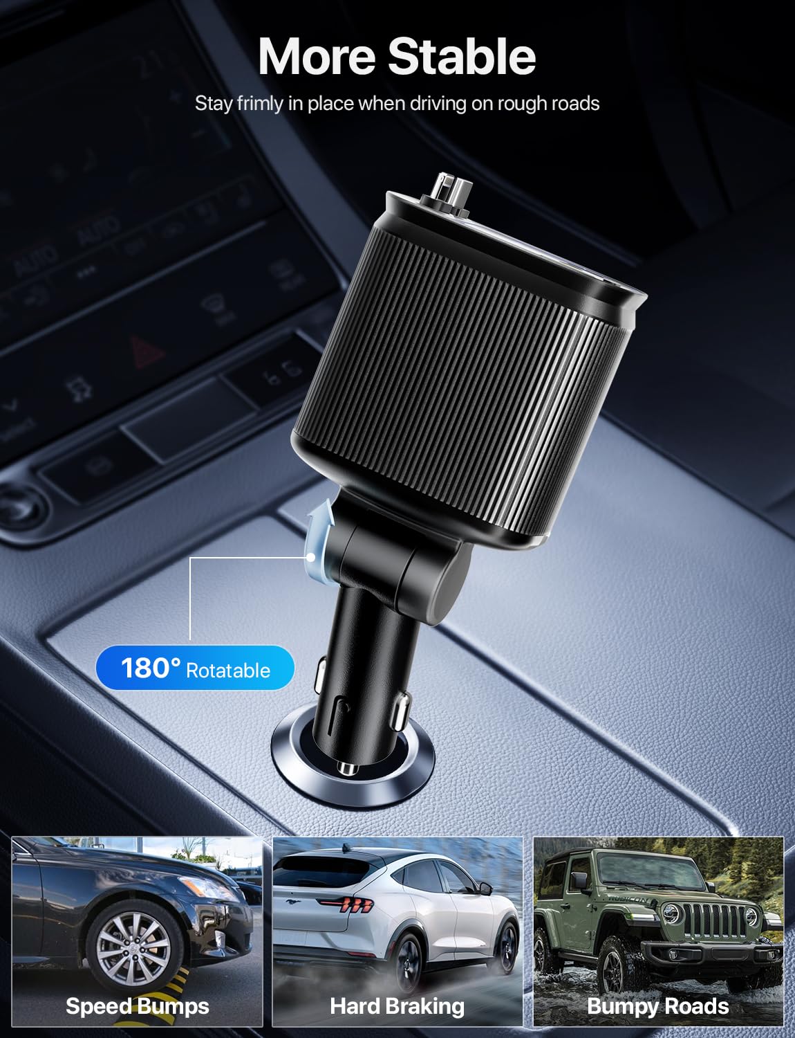 4-in-1 Retractable Car Charger with Fast Charging