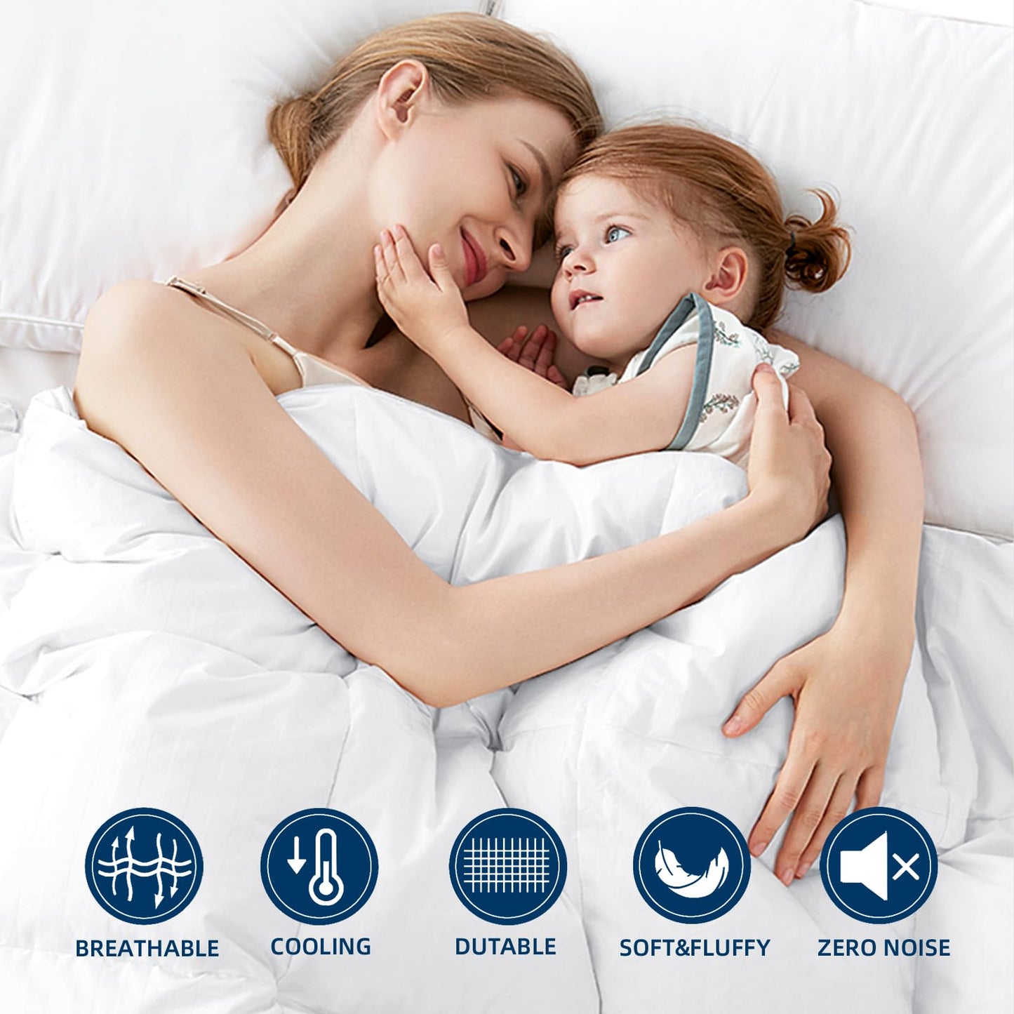 COONP All Season Comforters Queen Size, Cooling Down Alternative Quilted Duvet Insert with Corner Tabs,Winter Warm Hotel Comforter,Machine Washable-88 x 88 Inches,Pure White
