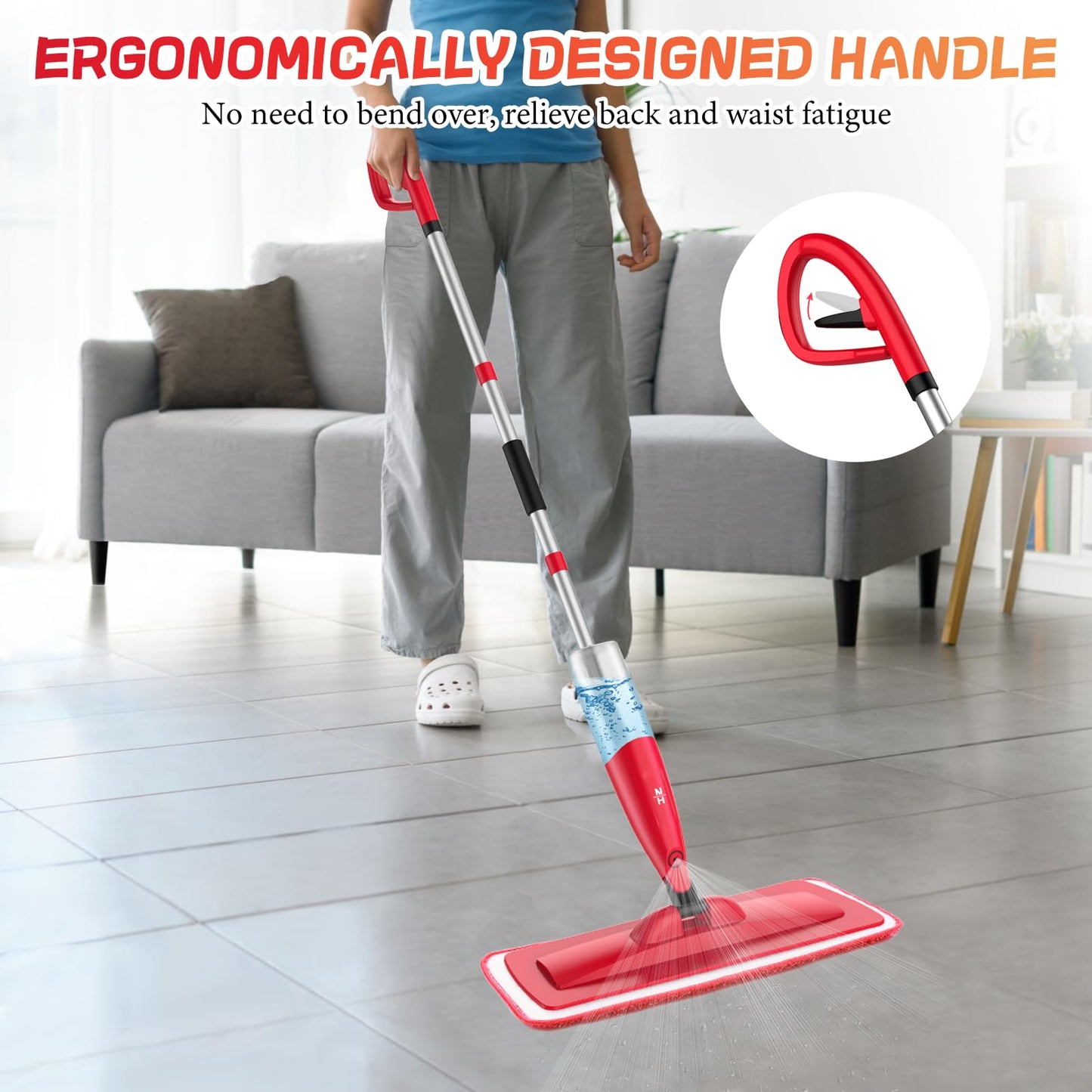 Spray Mop with 580ml Bottle and 2 Pads