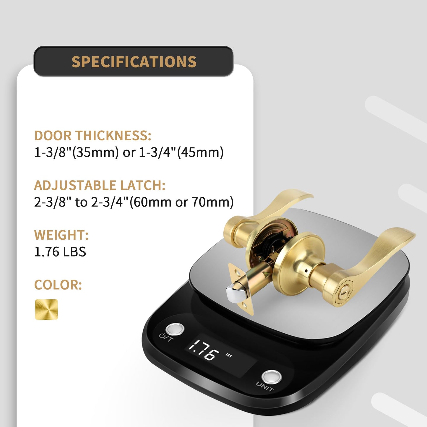 Brushed Gold Privacy Door Lever - 3 Pack