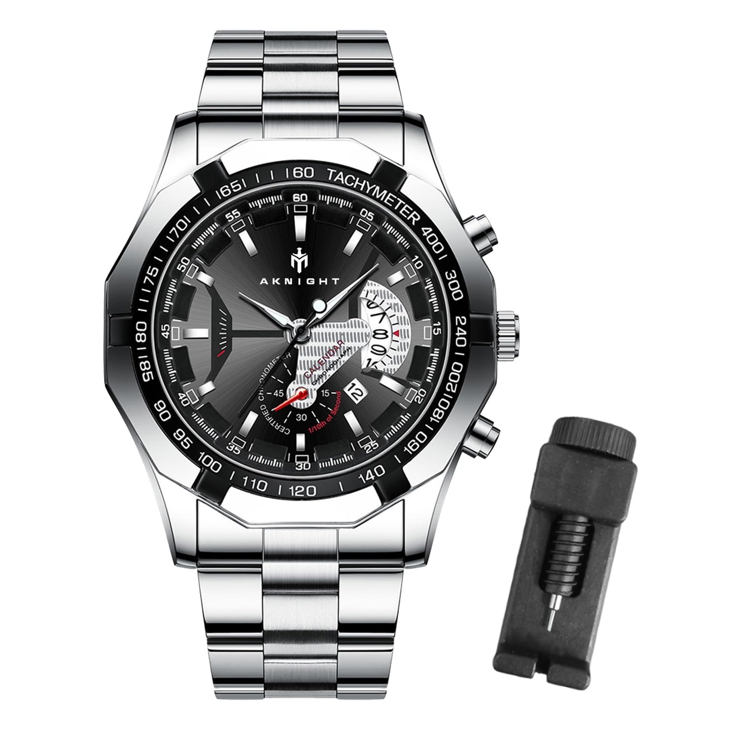 BY BENYAR AKNIGHT Watches for Men Quartz Movement Watch,Waterproof Luminous Men's Watch, Stainless Steel Strap Business Watches