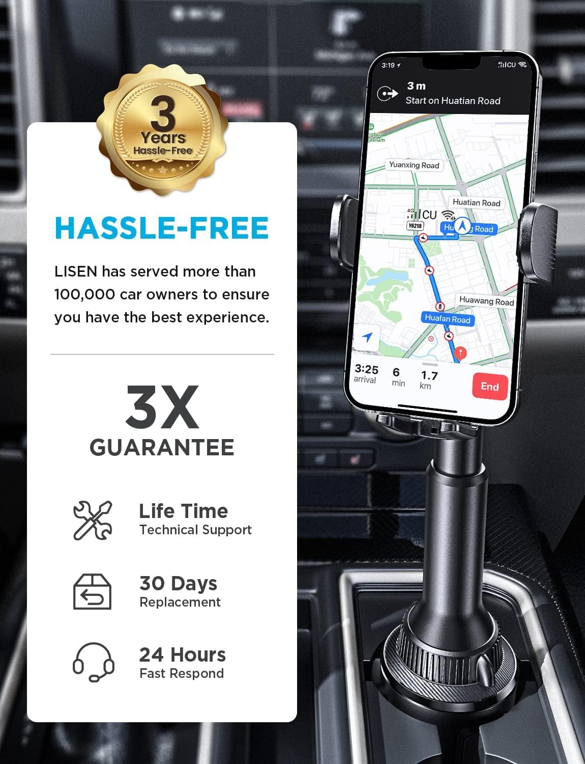 LISEN 360° Adjustable Car Phone Holder Mount