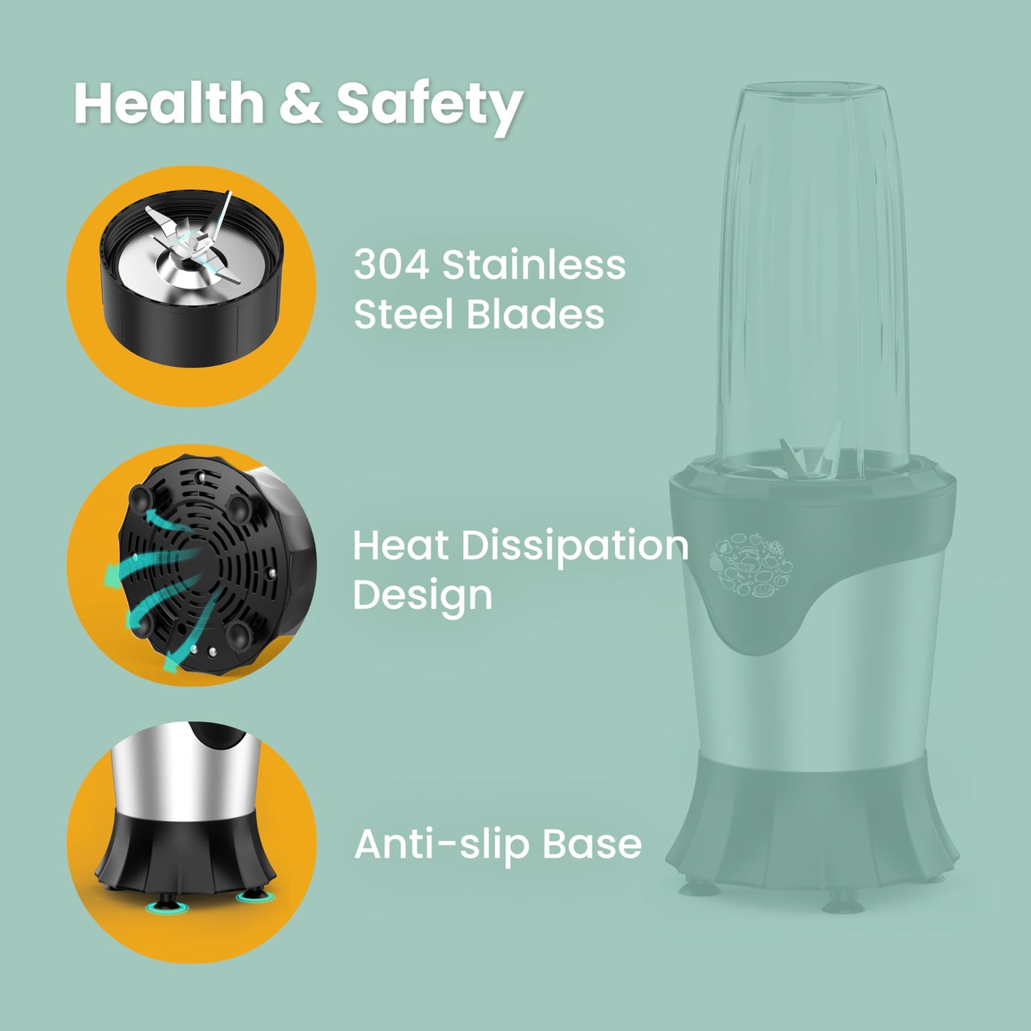 SUAVO 1100W Portable Blender with To-Go Cups