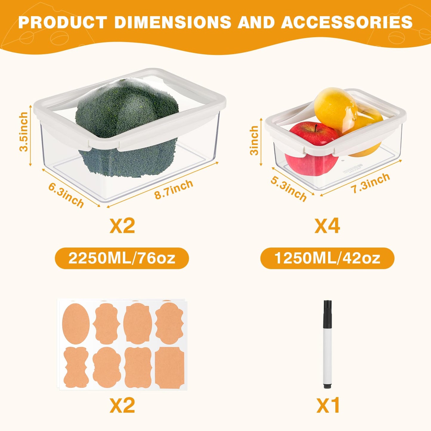 6 PCS Airtight Food Storage Containers by Yomarket