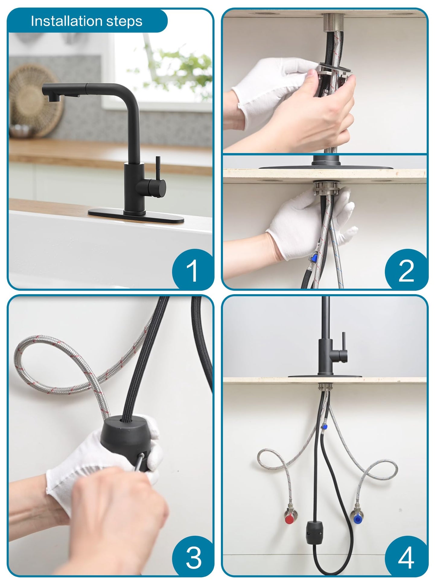 JOOM Black Pull Down Kitchen Faucet with Sprayer