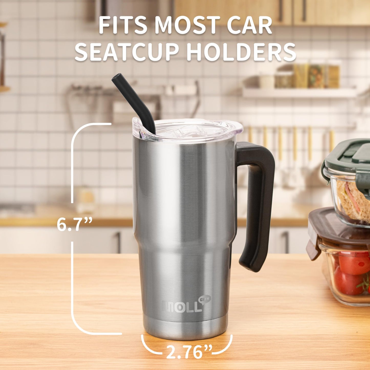 16 oz Insulated Stainless Steel Tumbler with Handle