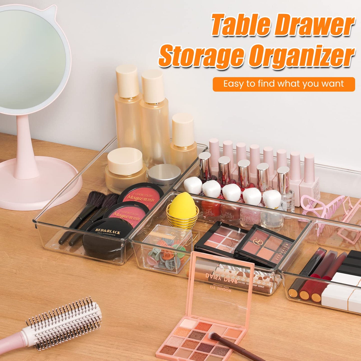 6 Pack Stackable Acrylic Drawer Organizers
