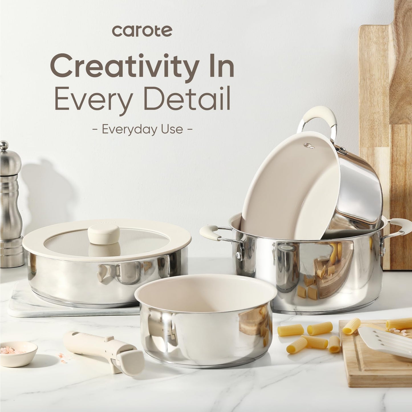 14-Piece CAROTE Non-Stick Cookware Set with Handles