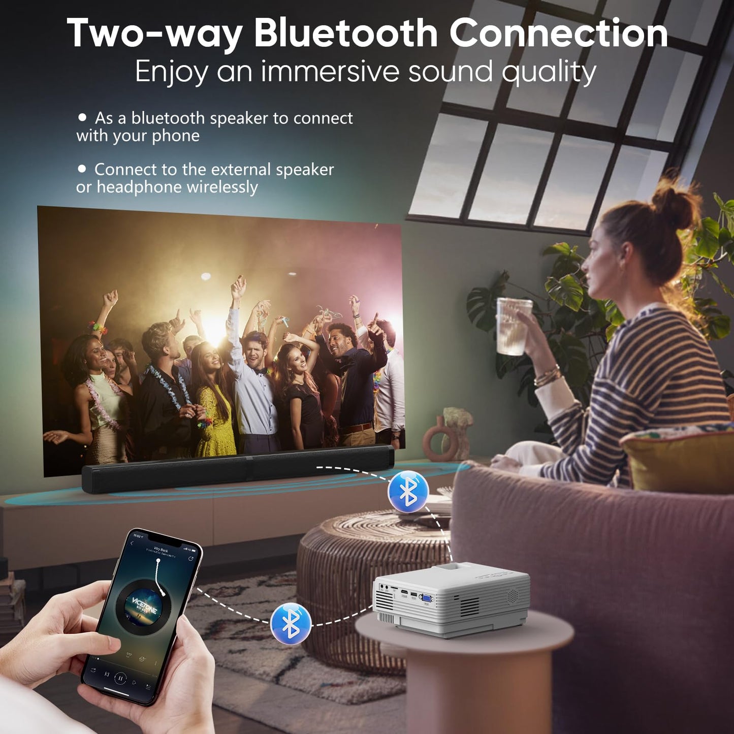 1080P Mini WiFi Bluetooth Outdoor Projector