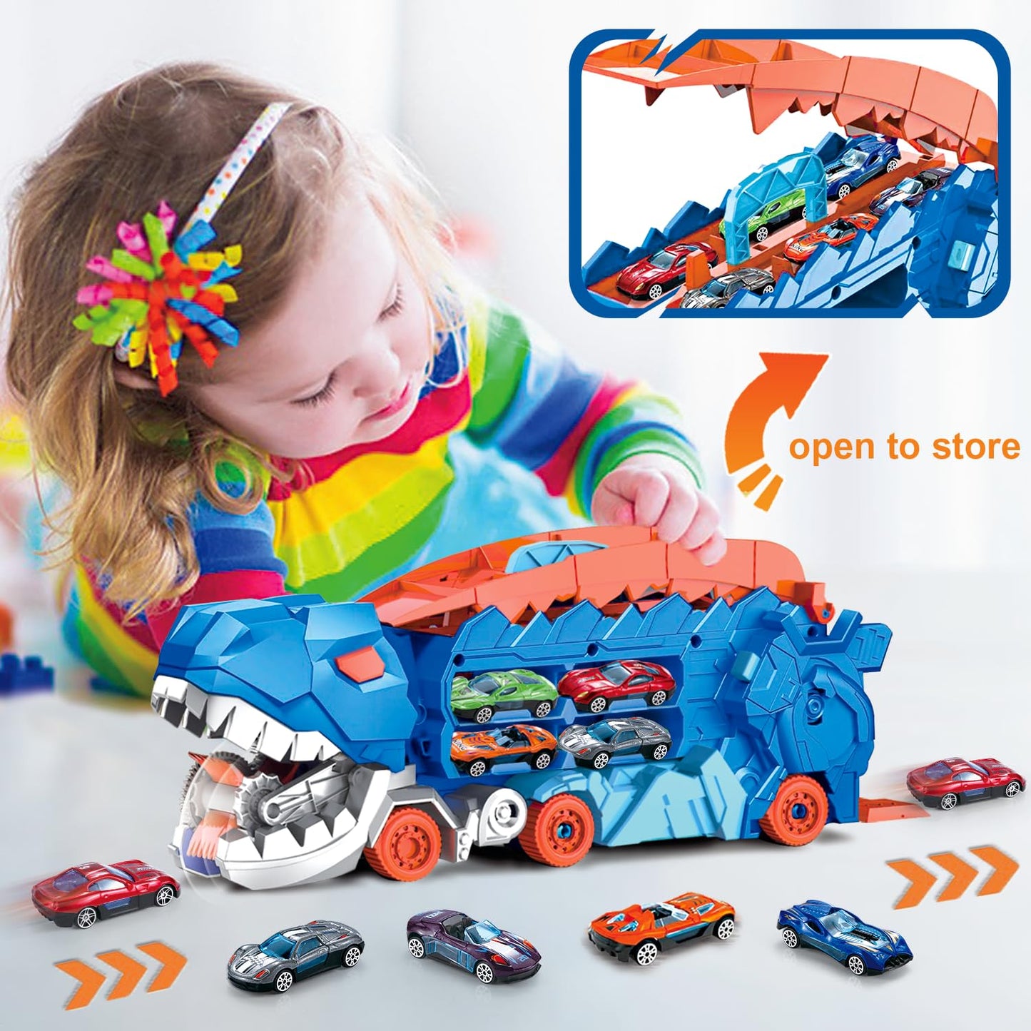 Dinosaur Truck Toy with T-Rex Carrier for Kids