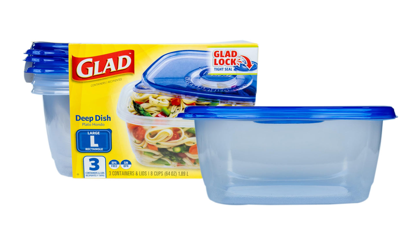 GladWare Deep Dish Food Storage Containers, 3 Count