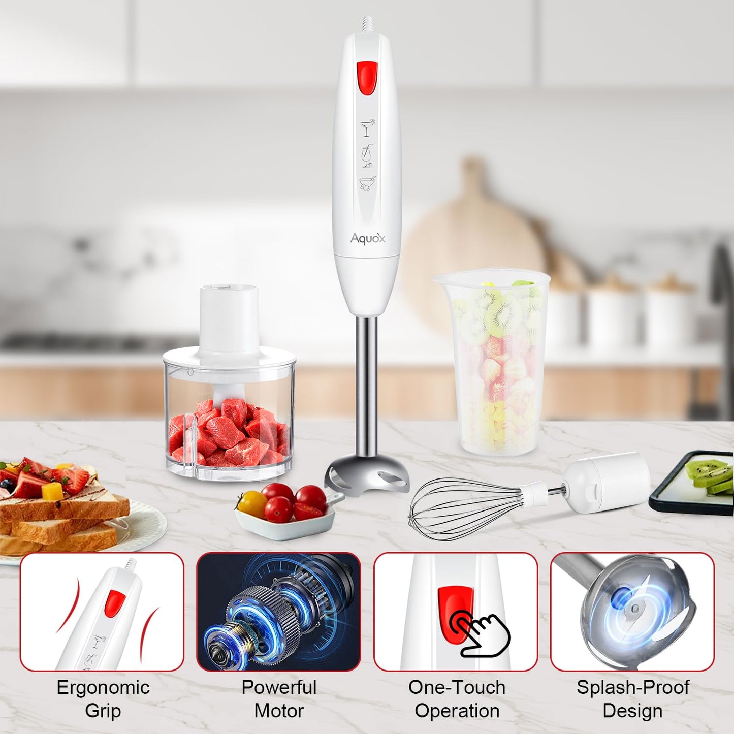 400W 4-in-1 Handheld Immersion Blender Set