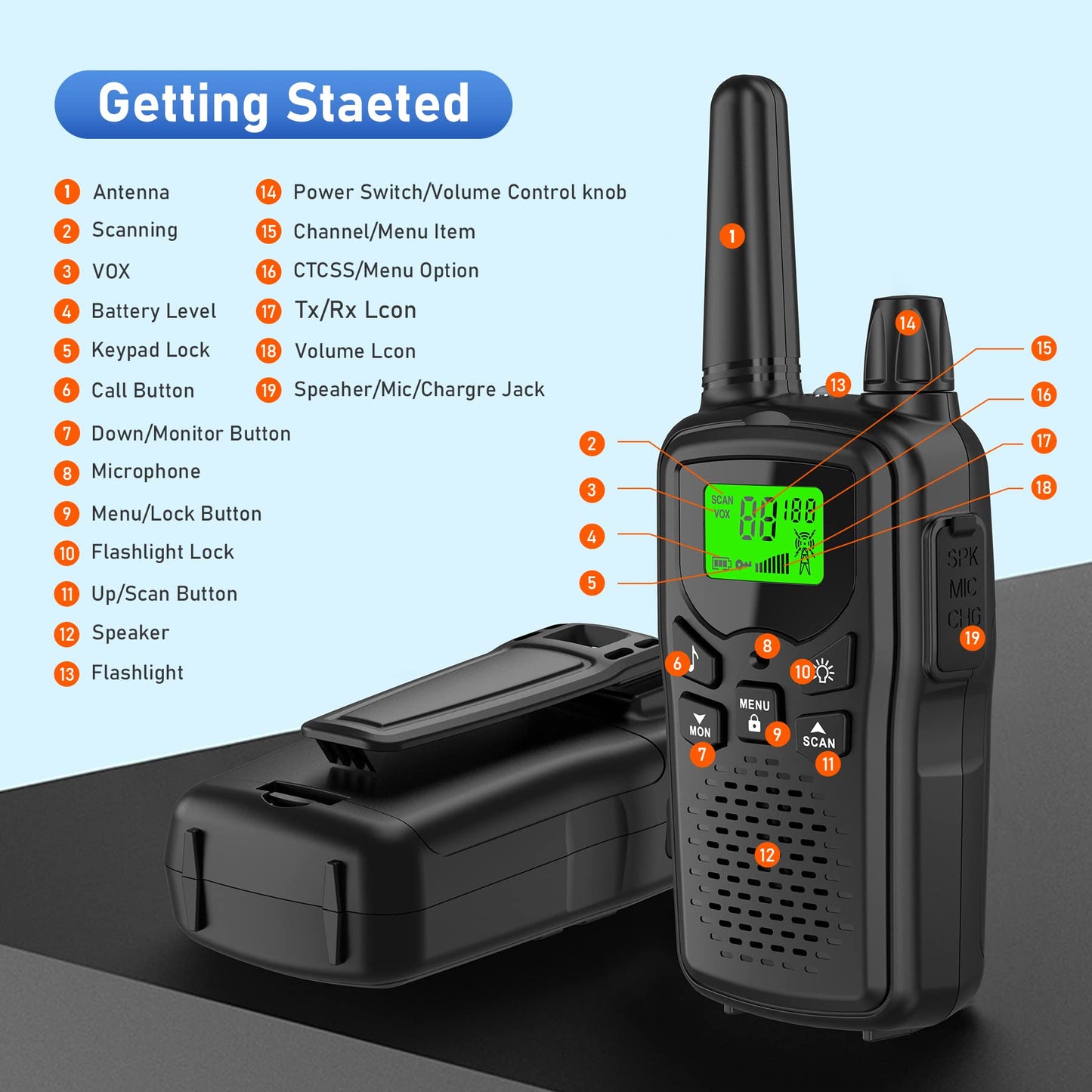 Erelis Long Range Walkie Talkies with VOX