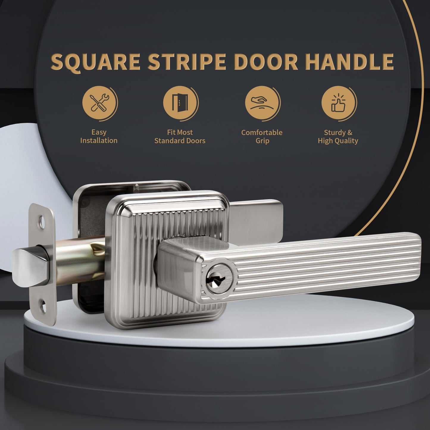 Heavy Duty Keyed Entry Door Handle - Satin Nickel