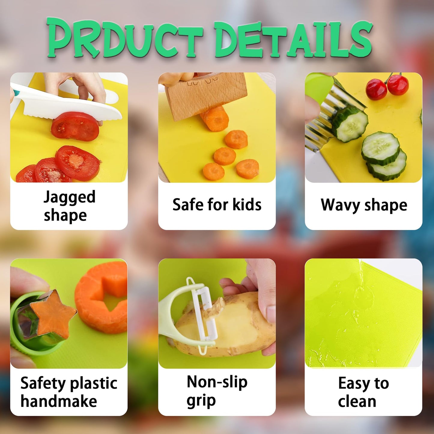 Kids Kitchen Knife Set with Cutting Board
