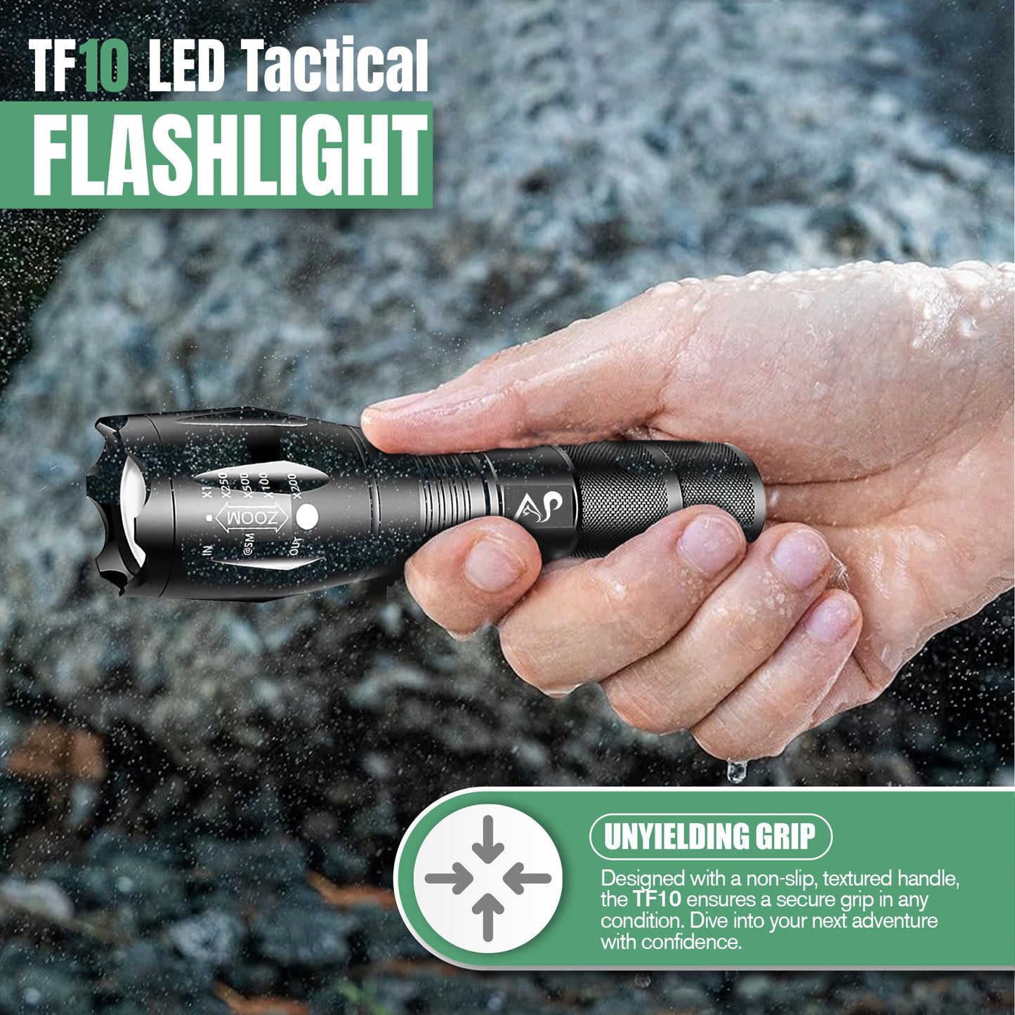 A&P Tactical Waterproof Flashlight with 5 Modes