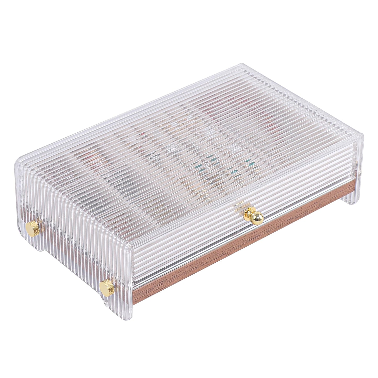 Acrylic Jewelry Box with Wood Dividers & Drawers