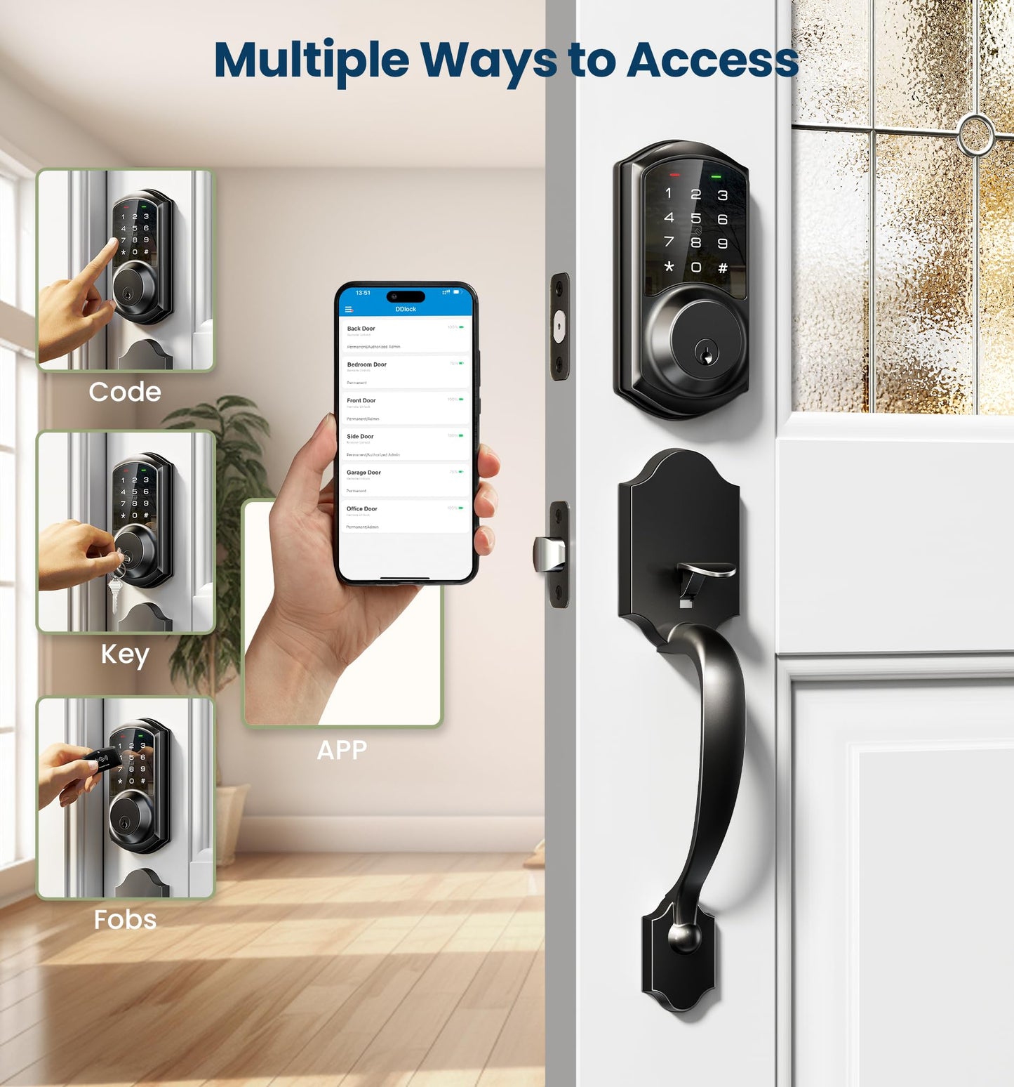 Smart Keyless Front Door Lock with Touchscreen
