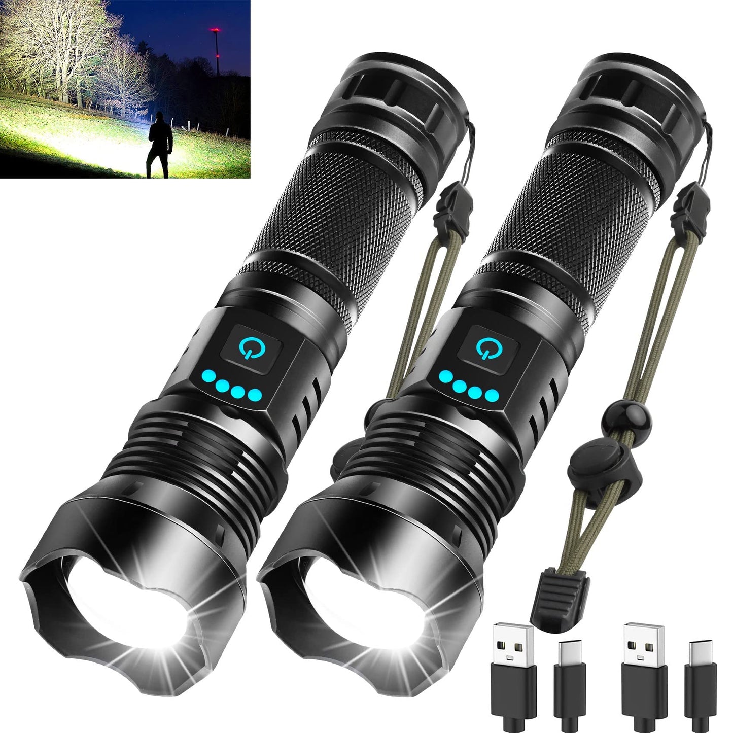 Foleto 100000 Lumen Rechargeable Tactical Flashlight