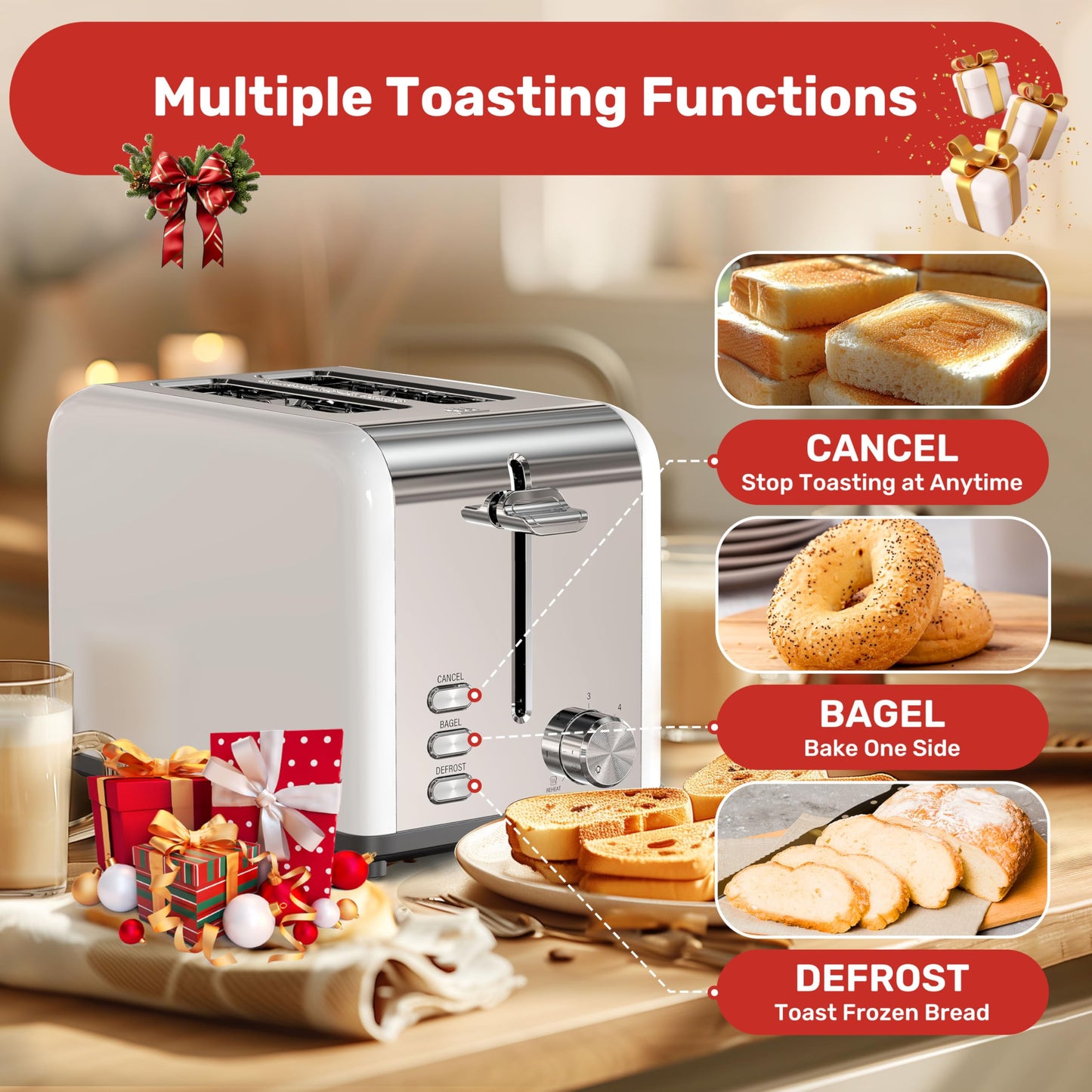 2-Slice Toaster with Extra Wide Slot & Functions
