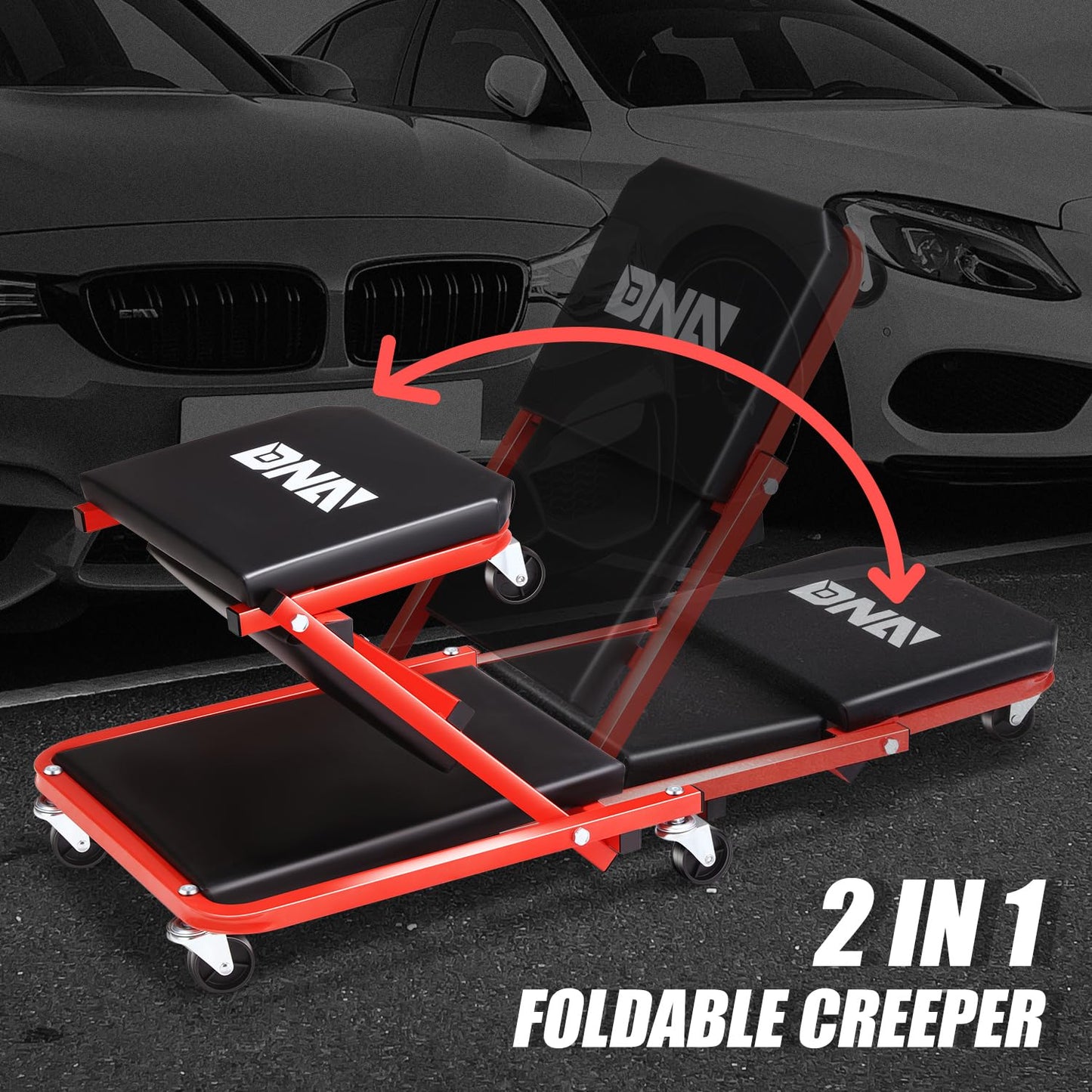 DNA MOTORING 36" 2-in-1 Rolling Car Creeper