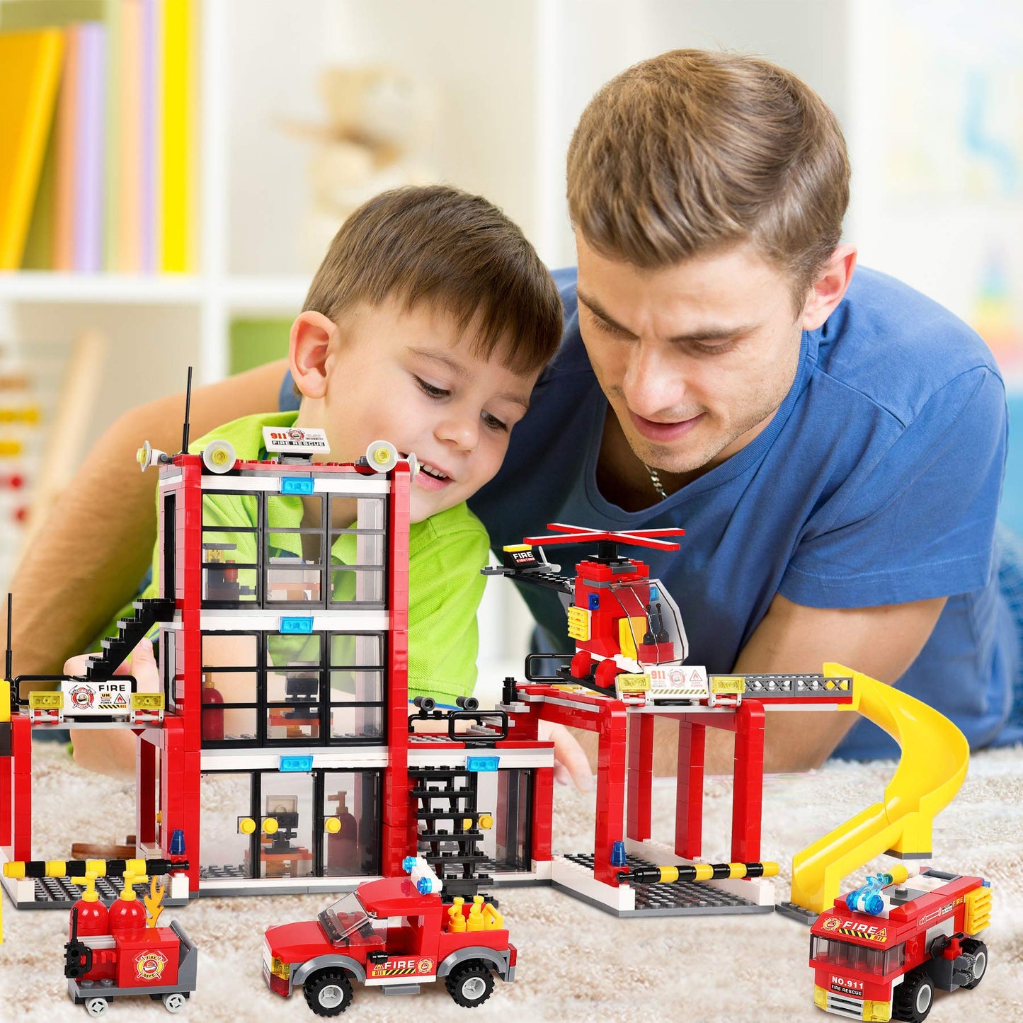 City Fire Station Building Blocks Set 896 Pieces