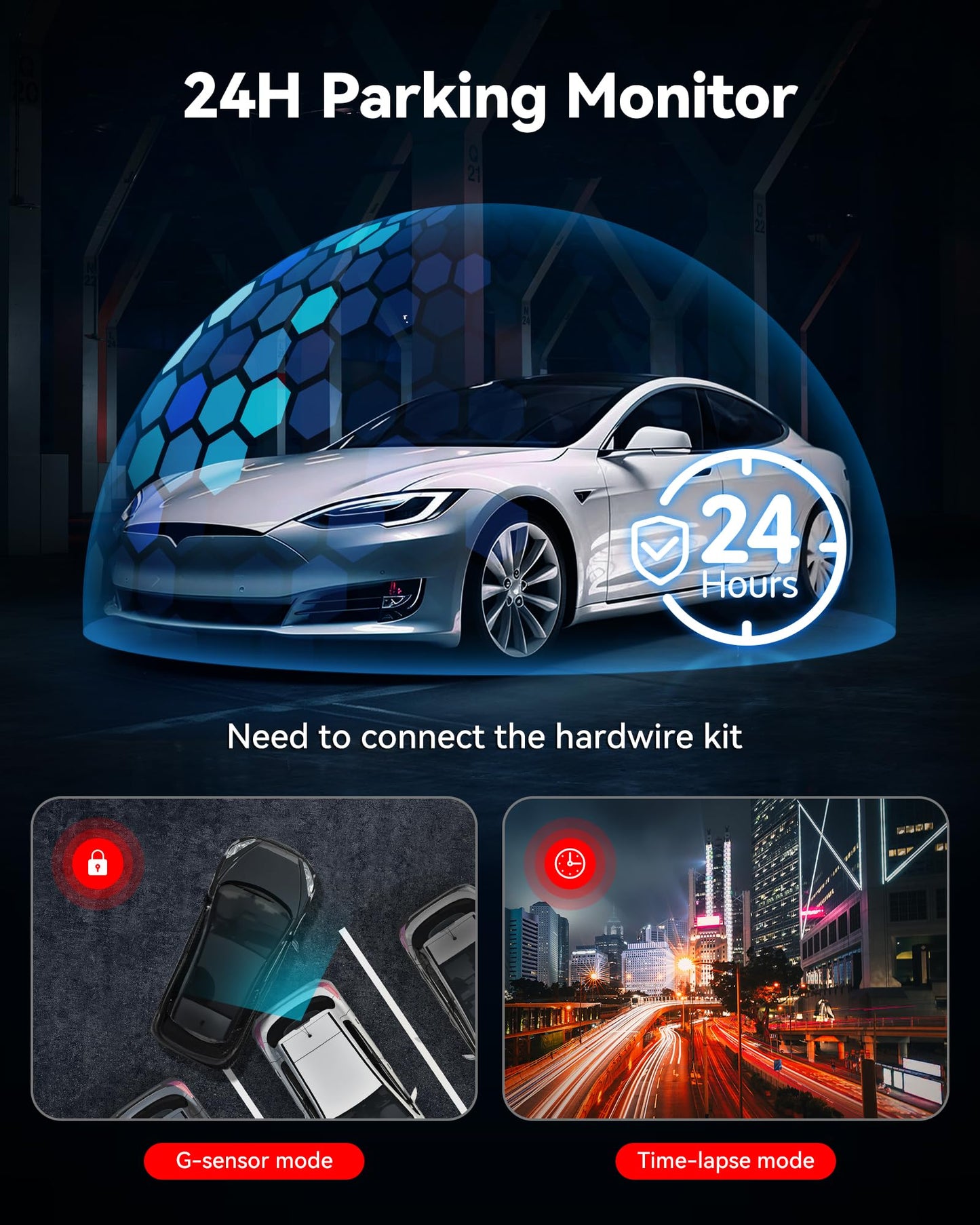 4K Dash Cam Front Rear with Wi-Fi & GPS