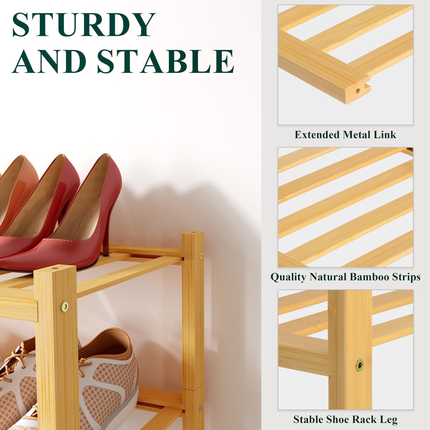 3-Tier Bamboo Shoe Rack Organizer by Smiry