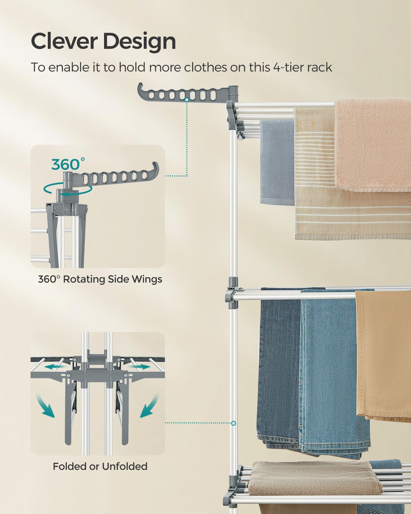 SONGMICS 4-Tier Foldable Clothes Drying Rack