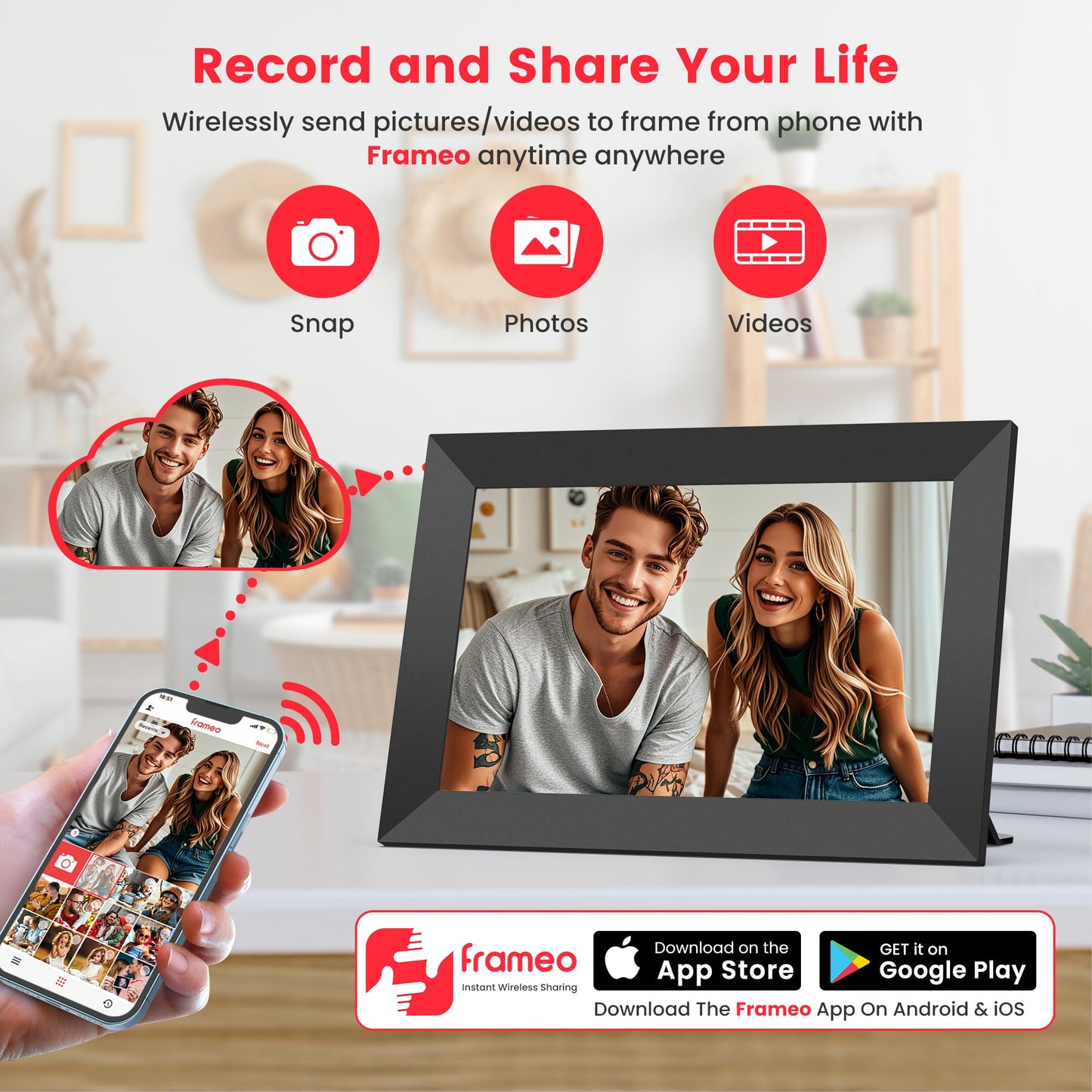 WiFi Digital Photo Frame 10.1 Inch with Touch