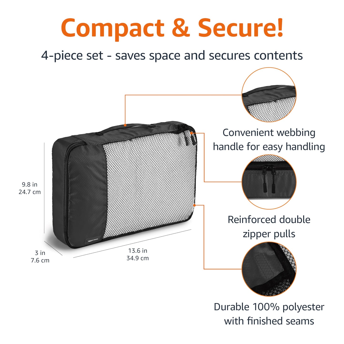 4-Piece Packing Cubes Travel Organizer Set